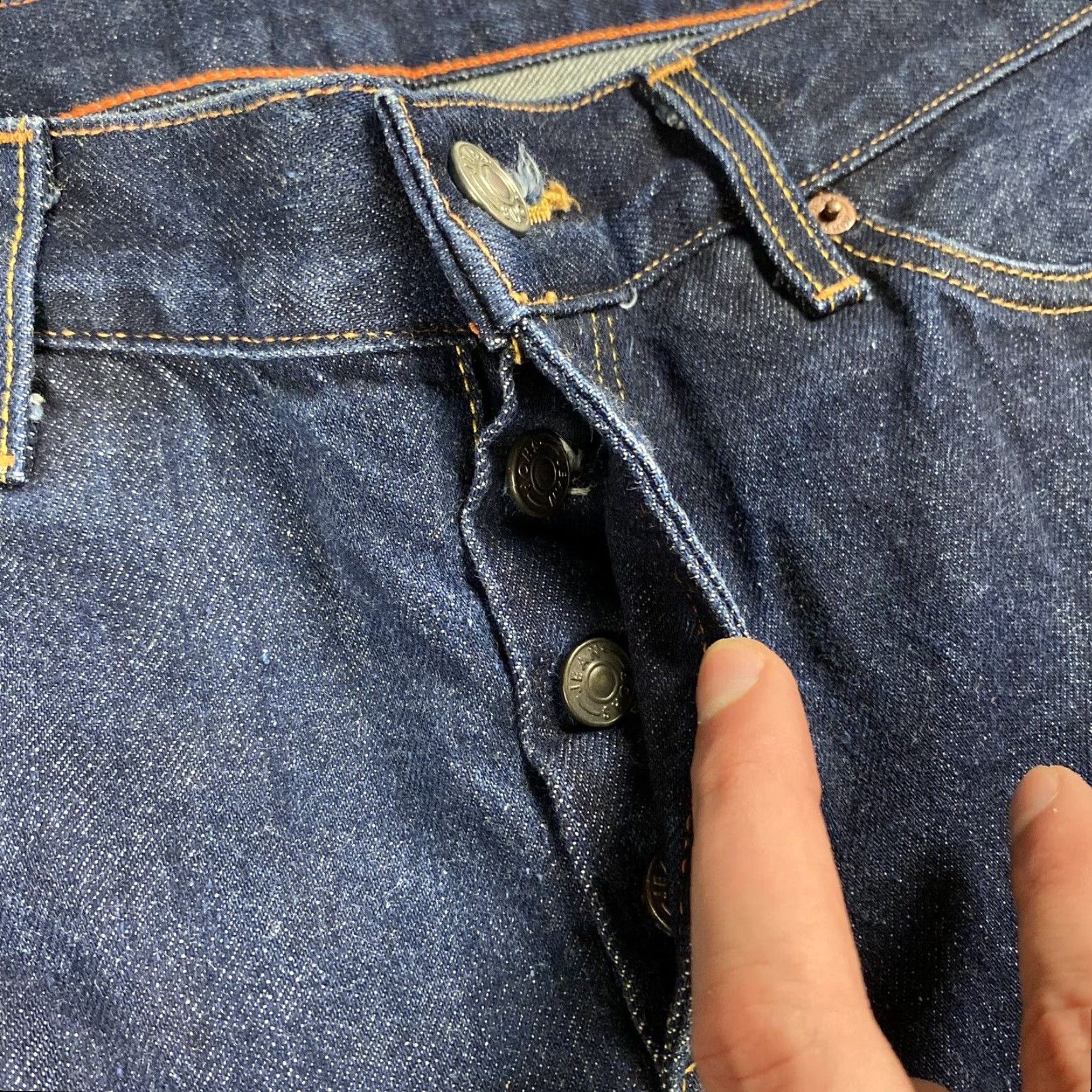 Jean Shop VINTAGE Jean Shop NYC Slim Straight Jeans 33 Men Blue Raw Denim Modern Fit Size US 33 - 3 Thumbnail
