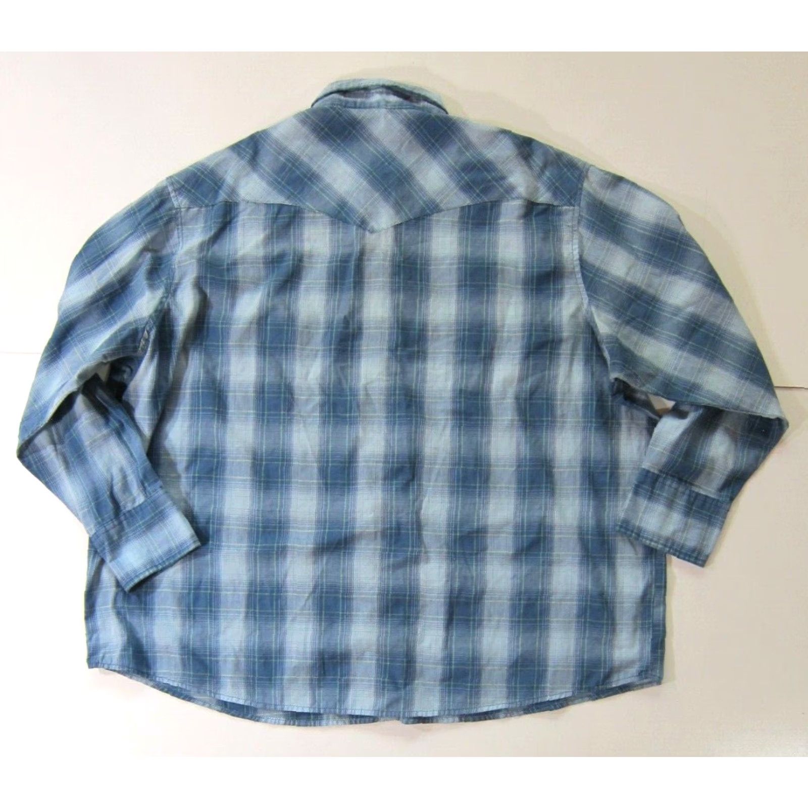 Wrangler Vintage Wrangler Blue Yellow Plaid Snap Button Down Long Sleeve Shirt Men XL Size US XL / EU 56 / 4 - 2 Thumbnail