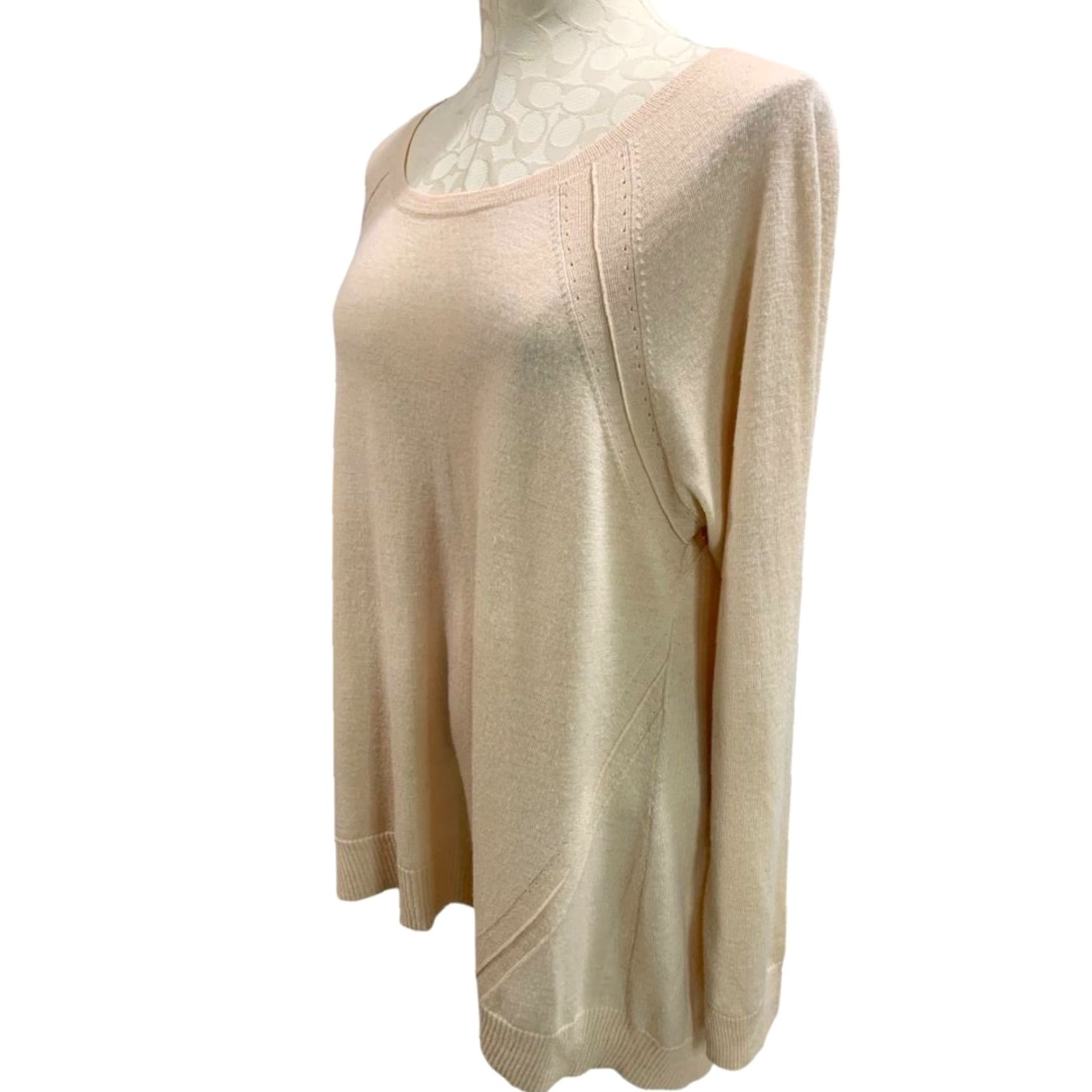 Eileen Fisher Womens Sweater Italian Yarn Beige Lightweight XL