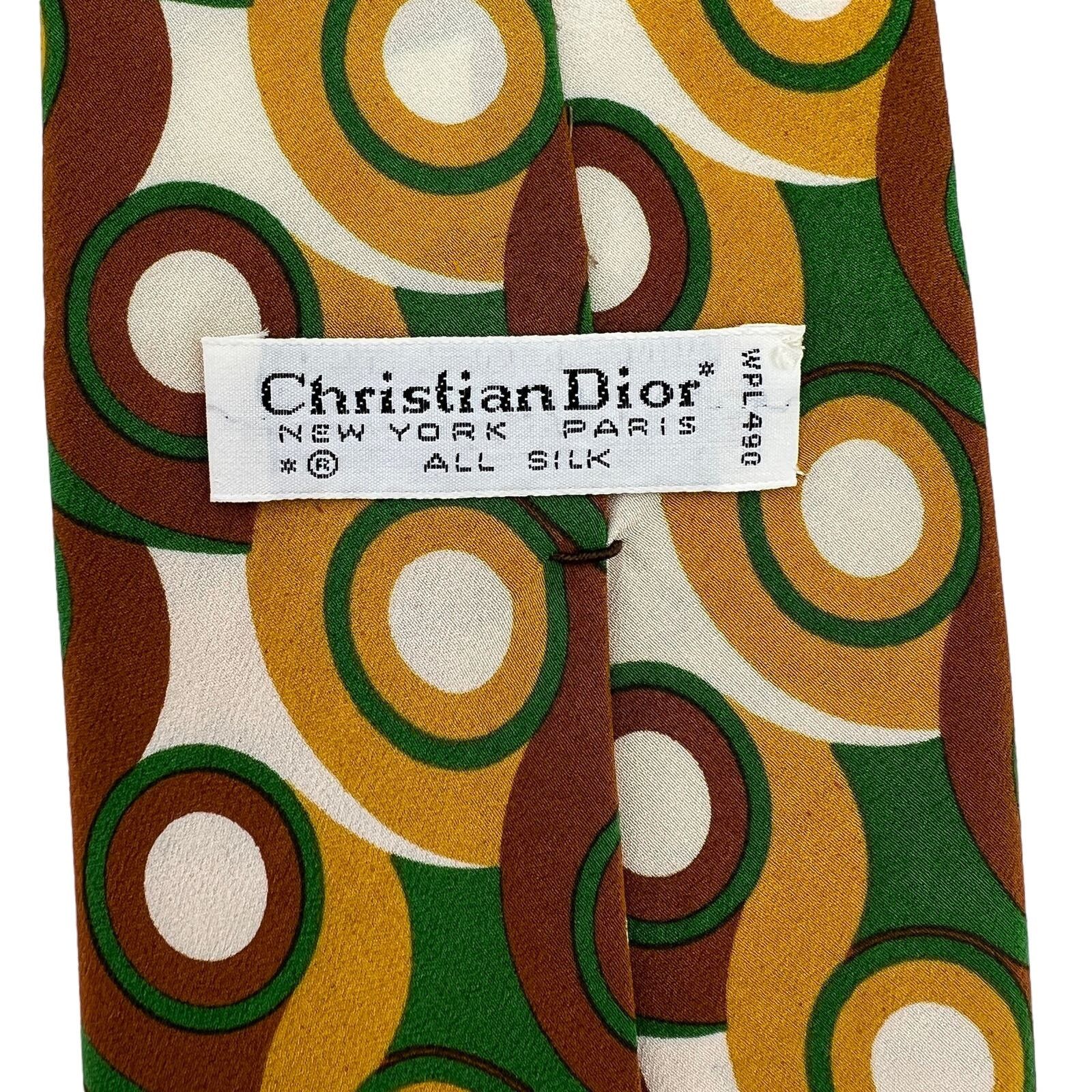 Dior × Vintage Christian Dior Vintage 60s Silk Tie Geometric Mod Circles Size ONE SIZE - 3 Thumbnail