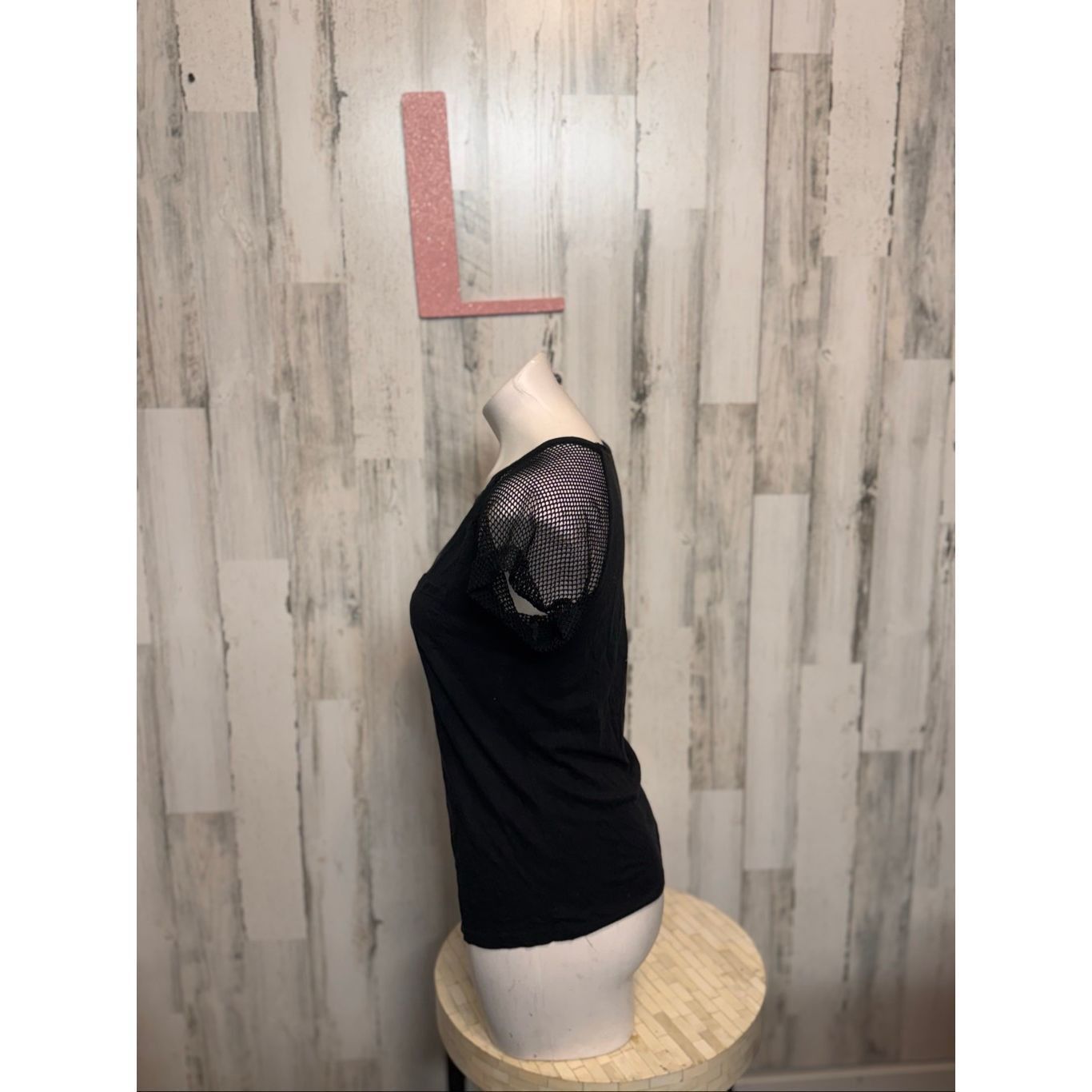 Other Xhilaration Black Mesh Sleeve Tee Top | Size Large Size L / US 10 / IT 46 - 3 Thumbnail