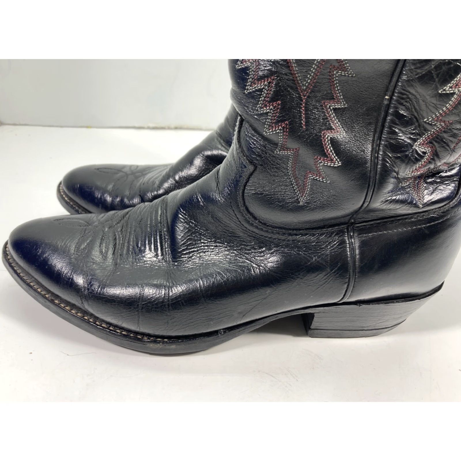 Justin Boots VINTAGE Justin Boots Men 8.5 EE Wide Black Leather Western Cowboy Boot Size US 9 / EU 42 - 5 Thumbnail