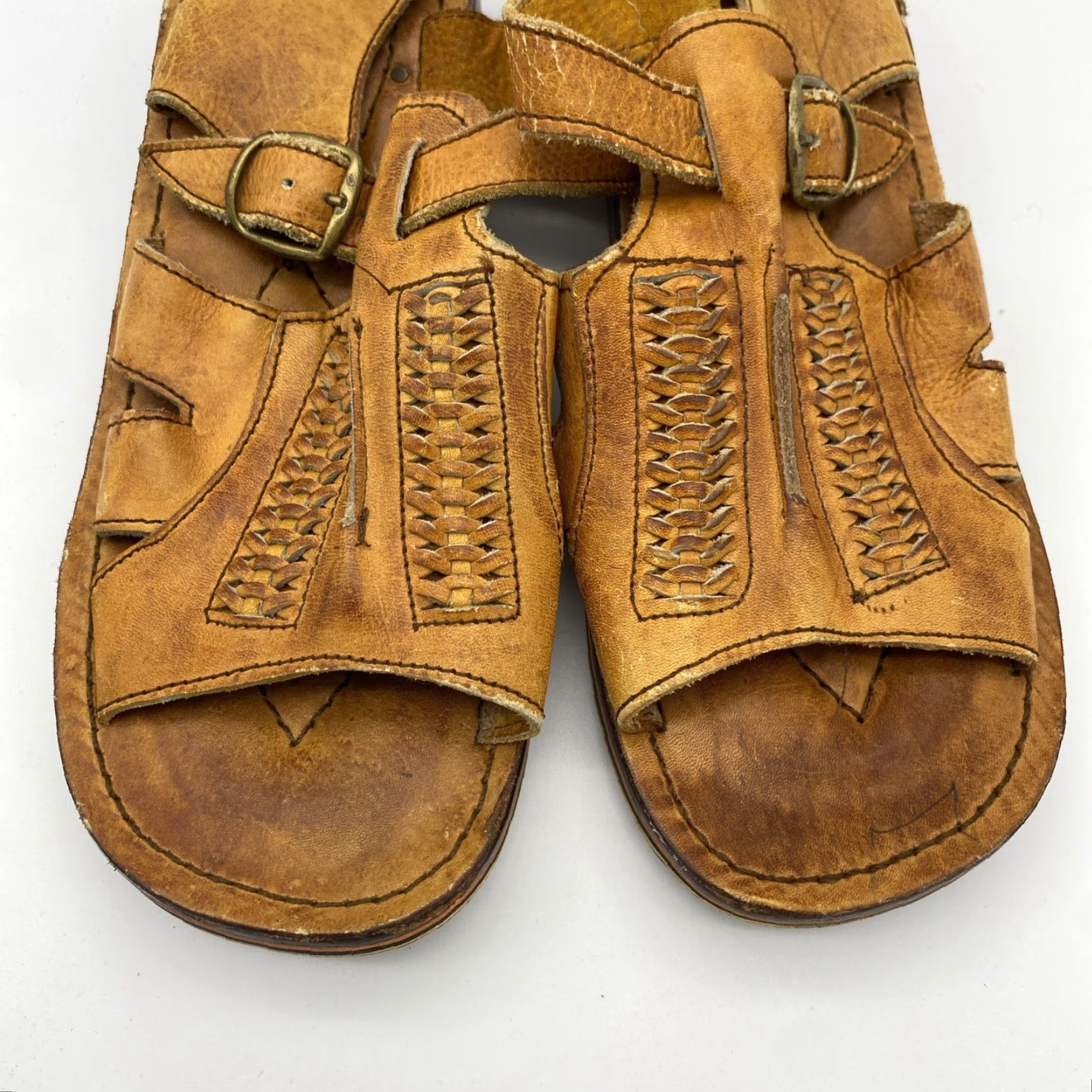 Etro VINTAGE Thom McAn 70s Woodworks Clogs Women’s Leather Woven Sandals Size 10 Retro Boho Hippie Size US 10 / IT 40 - 8 Thumbnail