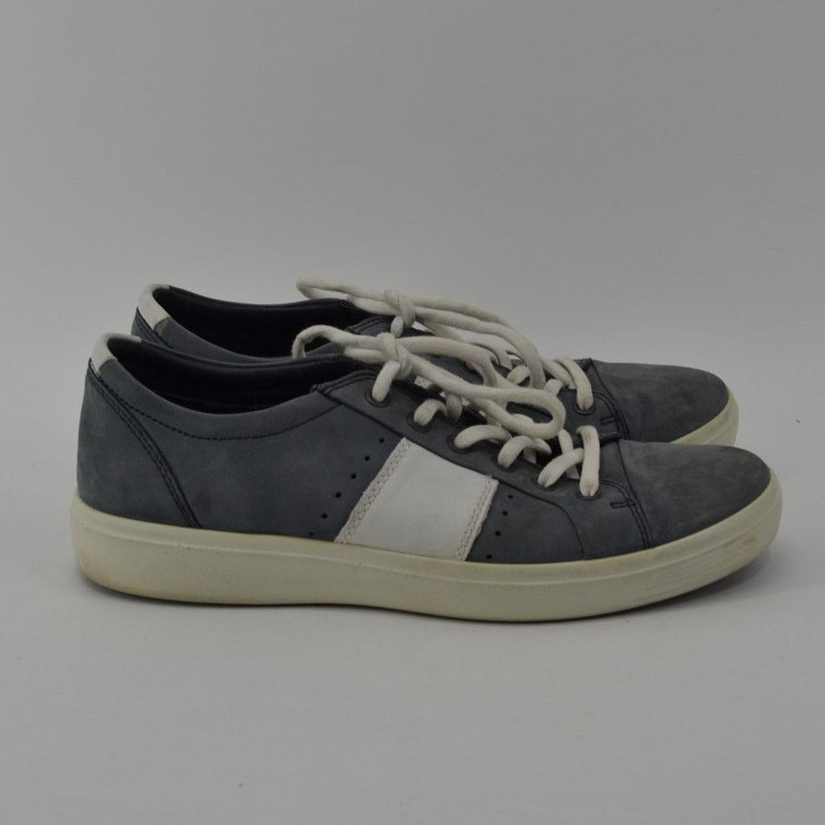 Ecco ECCO Soft Gray-Blue White Sneakers Lace Up Mens Leather SZ 7 Size US 7 / EU 40 - 5 Thumbnail