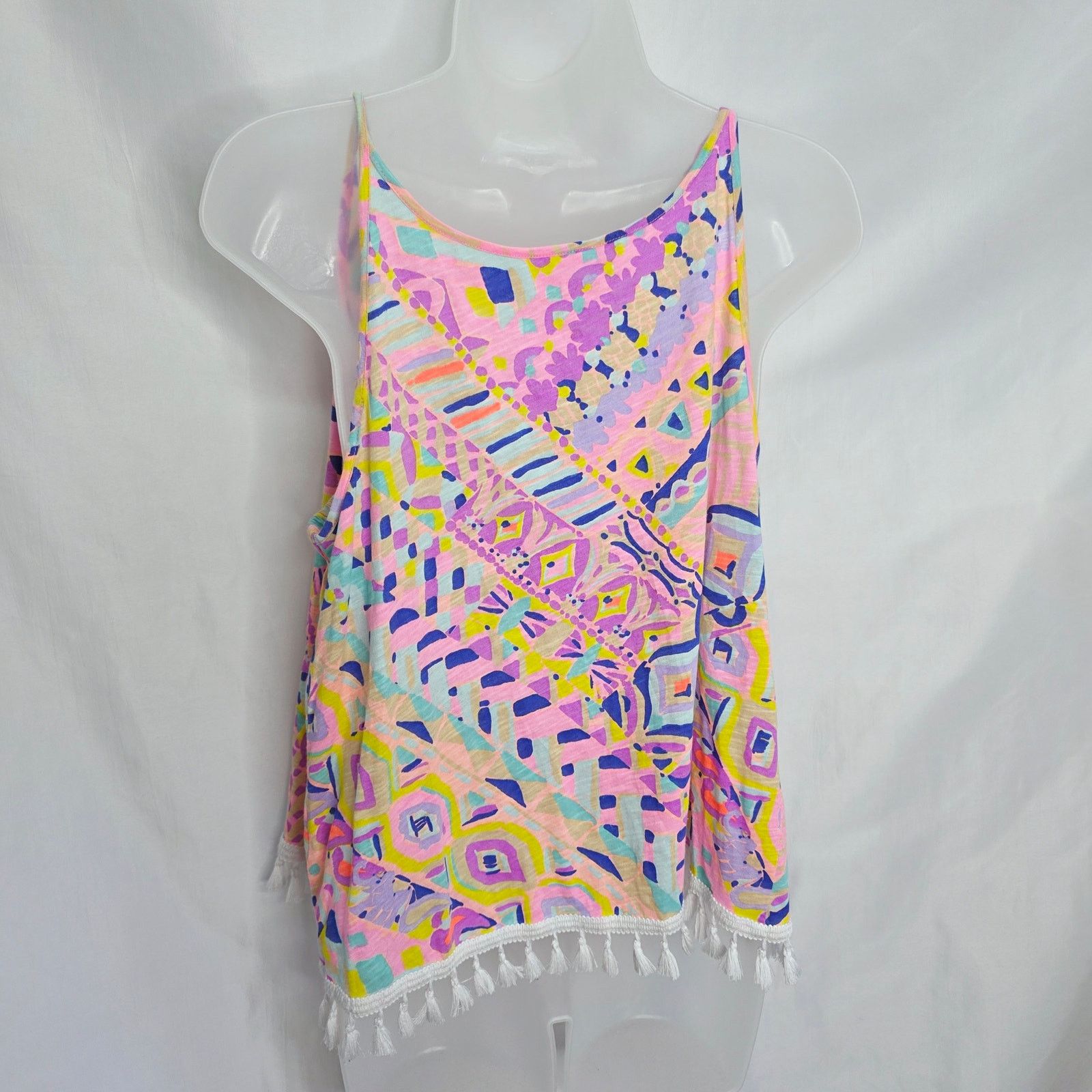 Lilly Pulitzer Lilly Pulitzer Multi Colored Auden Tank Top W Tassels Large Size L / US 10 / IT 46 - 9 Thumbnail