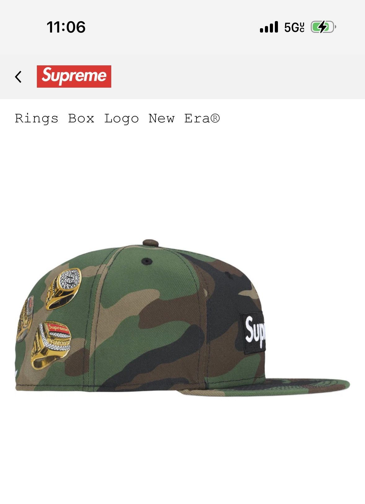 New Era × Supreme Supreme Rings Box Logo New Era® 7 5/8 Size ONE SIZE - 3 Thumbnail