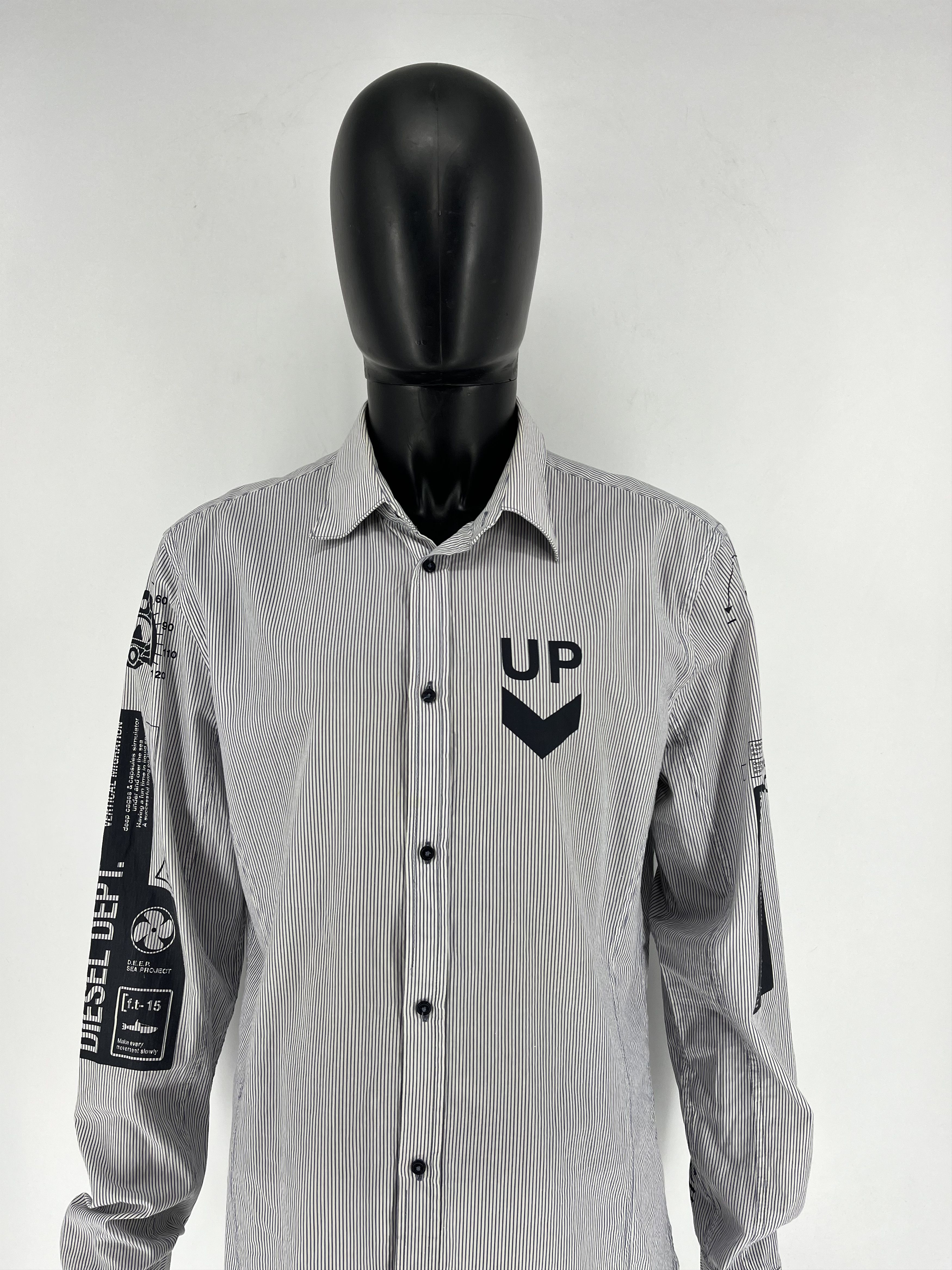 Diesel × Japanese Brand RARE Diesel DEPT. LIQUID SPACE Striped Button UpShirt SZ XXL Size US XXL / EU 58 / 5 - 1 Thumbnail