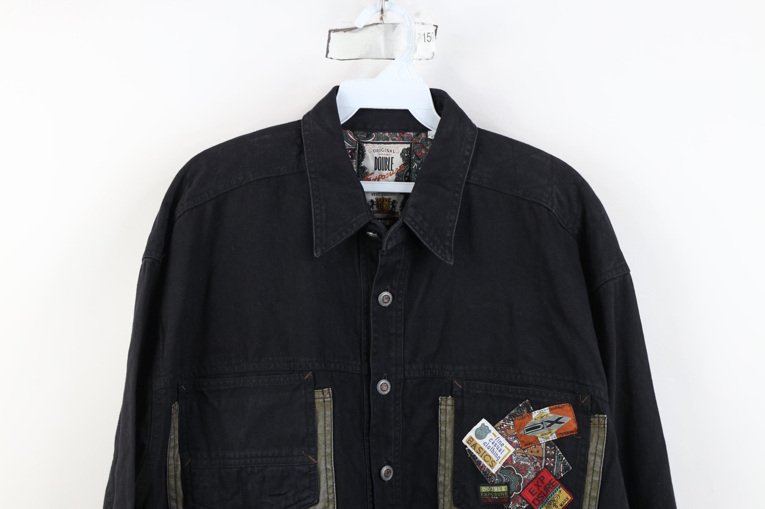 Vintage Vintage 90s Streetwear Quilted Denim Collared Button Shirt Size US L / EU 52-54 / 3 - 2 Thumbnail