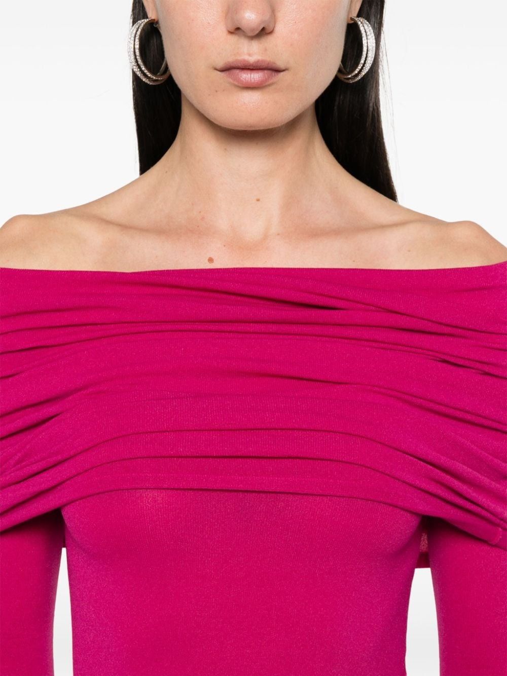 Balenciaga o1w1db10825 Boat Collar Double Layer Dress in Deep Pink Size XS / US 0-2 / IT 36-38 - 5 Thumbnail