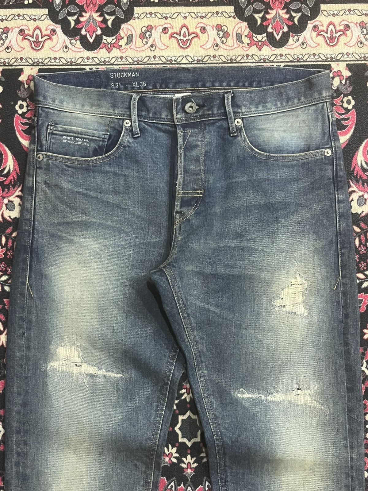 DELUXE Japanese Brand Deluxe Stockholm Sashiko Distressed Jeans Size US 32 / EU 48 - 4 Thumbnail
