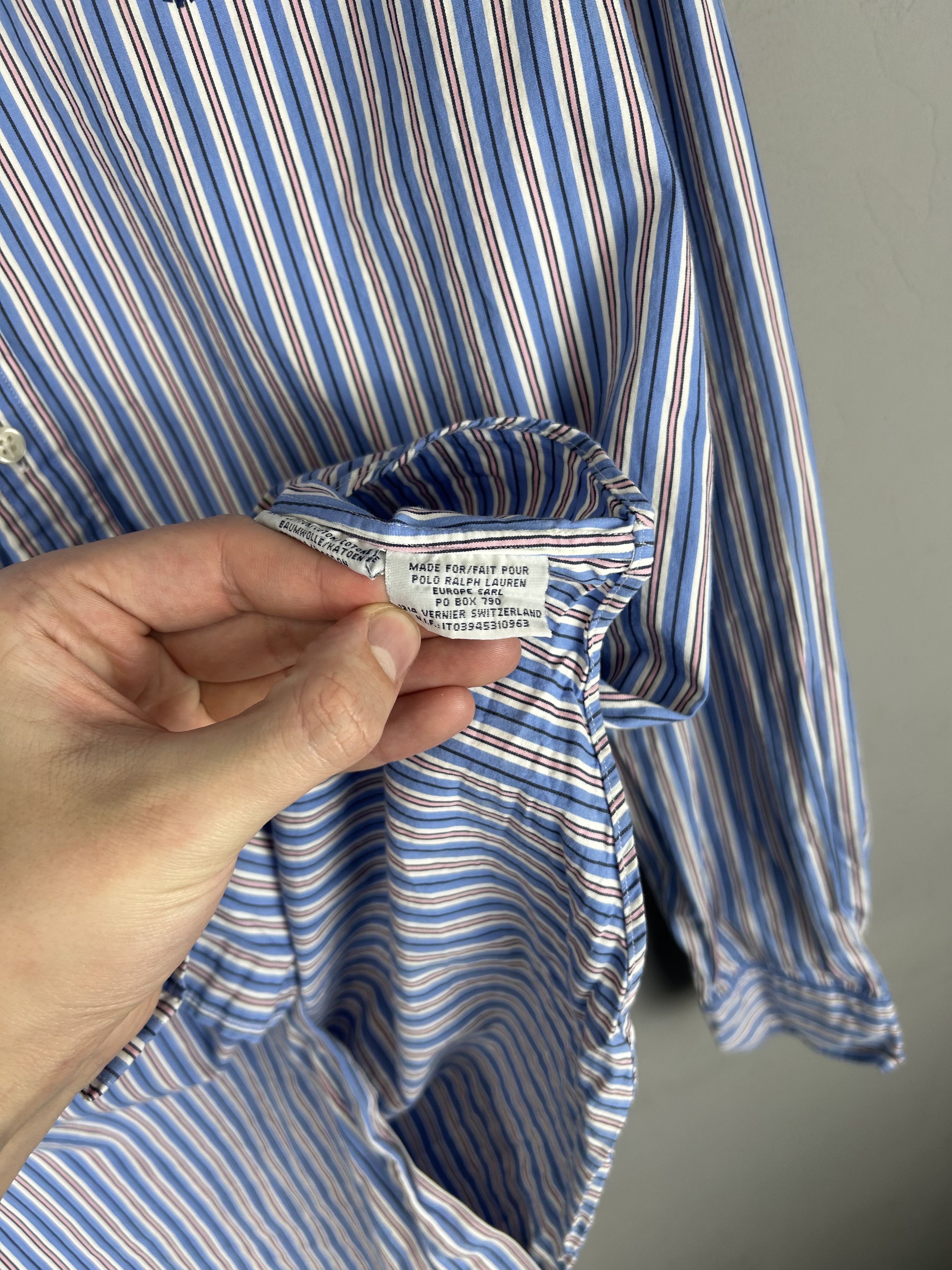 Polo Ralph Lauren × Ralph Lauren × Vintage Ralph Lauren Shirt Vintage Blue Striped Long Sleeve Button Size US L / EU 52-54 / 3 - 10 Thumbnail