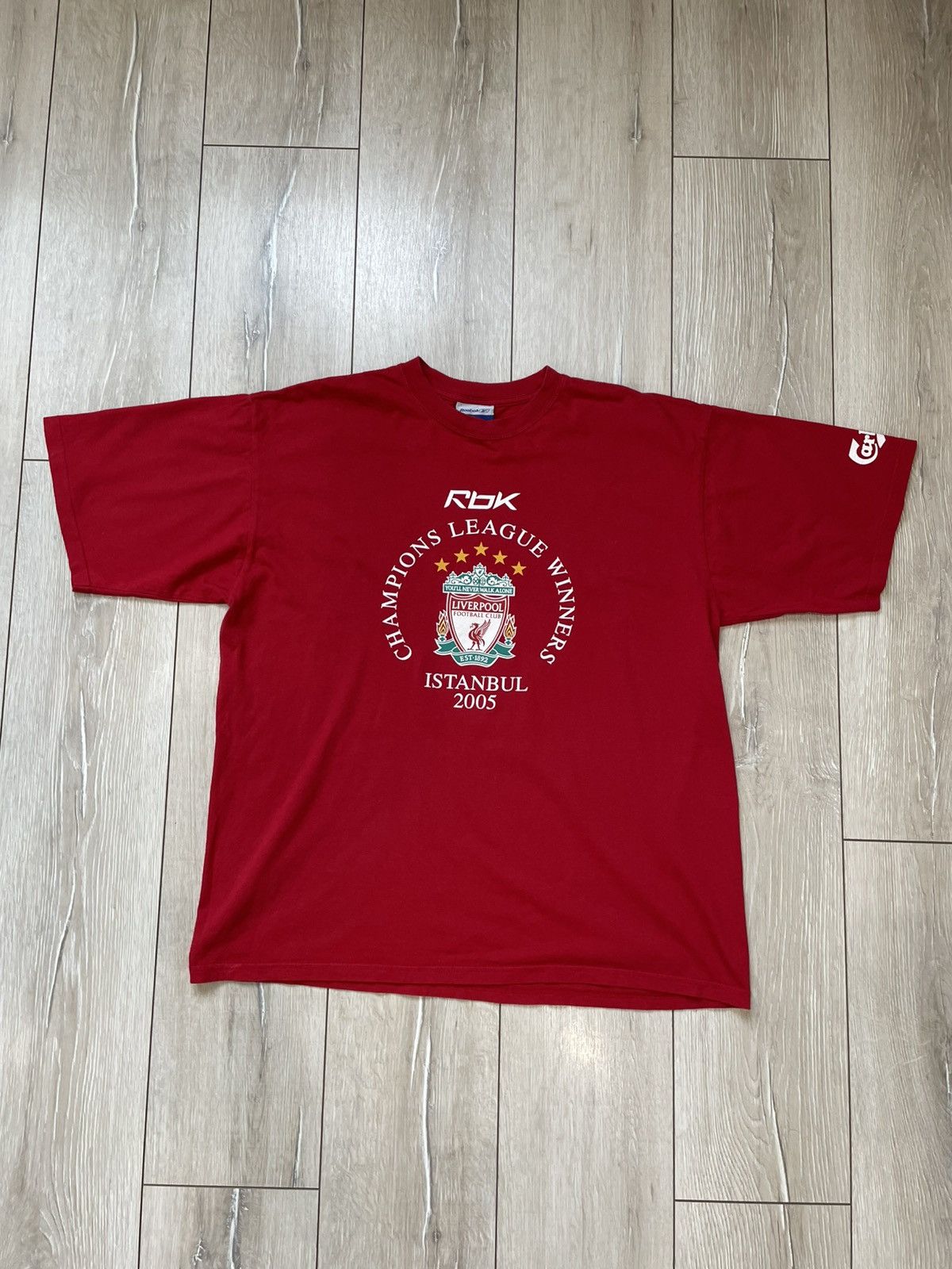 Reebok × Vintage Vintage Reebok Liverpool UEFA 2006 Final Winner Red T-shirt Size US XL / EU 56 / 4 - 1 Thumbnail