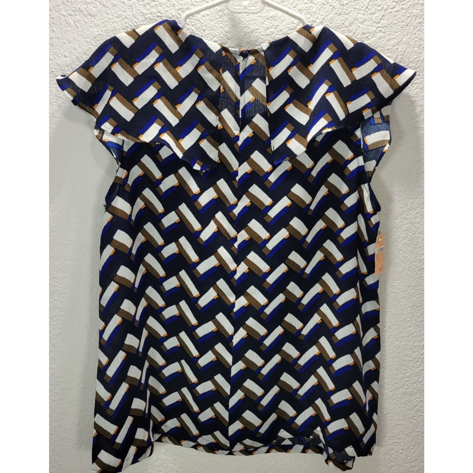 Vintage Jade Melody Tam Blouse Geometric Top Sleeveless Blue Beige NWT L Womens Casual Shirt Size L / US 10 / IT 46 - 5 Thumbnail