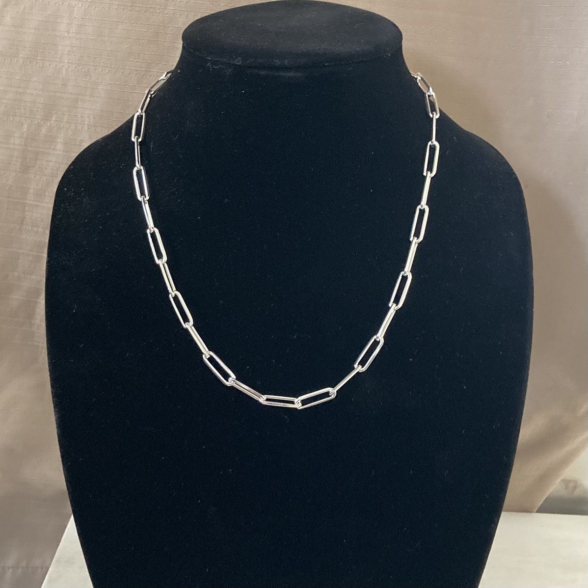 Jewelry Real Solid Silver Chain Paper Clip Necklace 20in 6mm 925 Size ONE SIZE - 1 Thumbnail