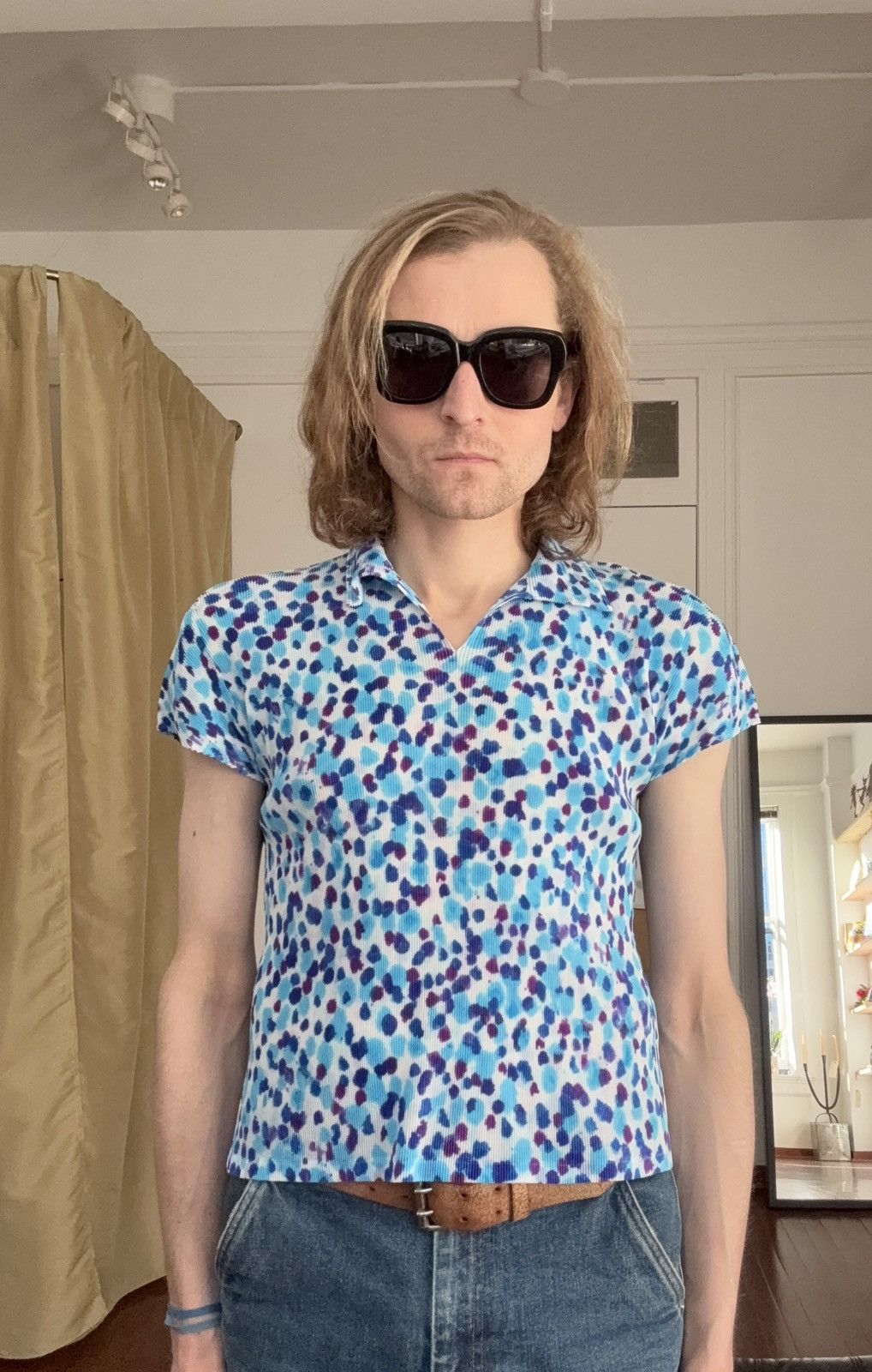 Pleats Please Issey Miyake PLEATS PLEASE Polka Dot Splatter Print Polo Size M / US 6-8 / IT 42-44 - 16 Thumbnail
