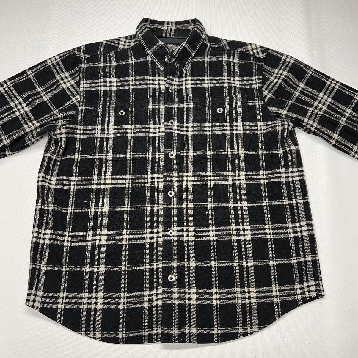 Harley Davidson Harley Davidson Flannel Jacket Black Plaid Button Shirt Size US XL / EU 56 / 4 - 2 Thumbnail