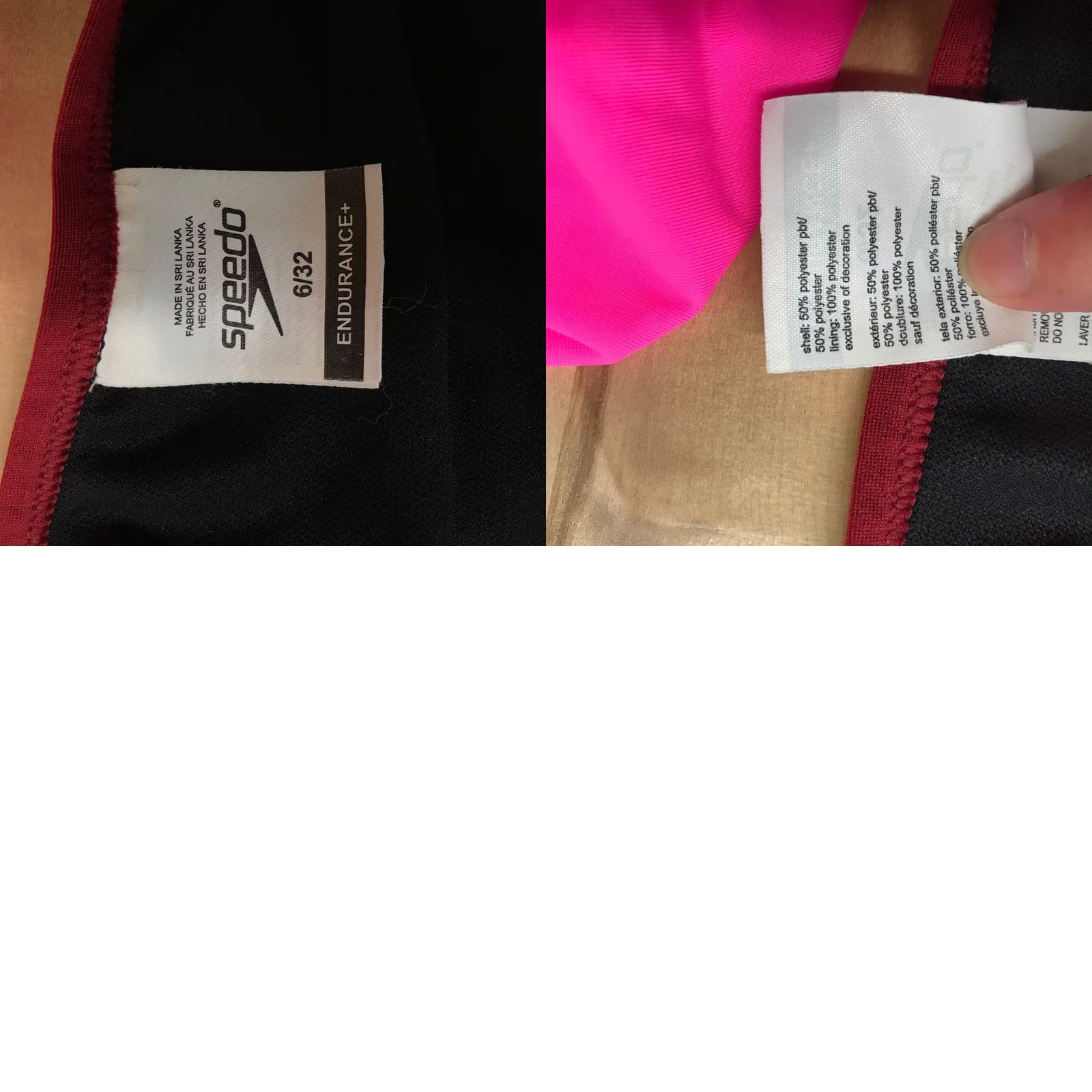 Speedo Speedo Endurance+ Womens One Piece Swimsuit Black Red Size 6/32 Flyback Size ONE SIZE - 8 Thumbnail