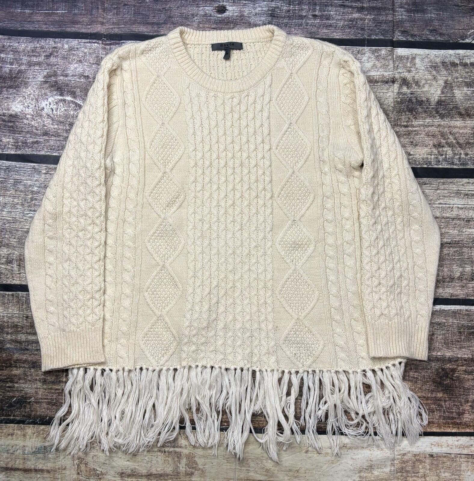 Other Maude Vivante Sweater Womens Medium Fisherman Knit Fringe Size M / US 6-8 / IT 42-44 - 1 Thumbnail