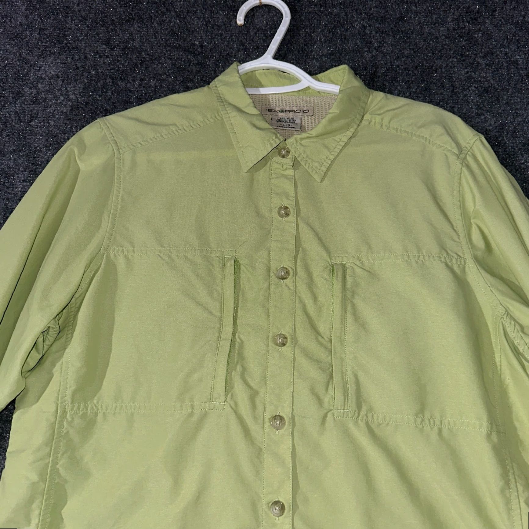ExOfficio ExOfficio Top Womens L Roll Tab Sleeve Button Up Zip Pockets Vented Hike Size L / US 10 / IT 46 - 3 Thumbnail