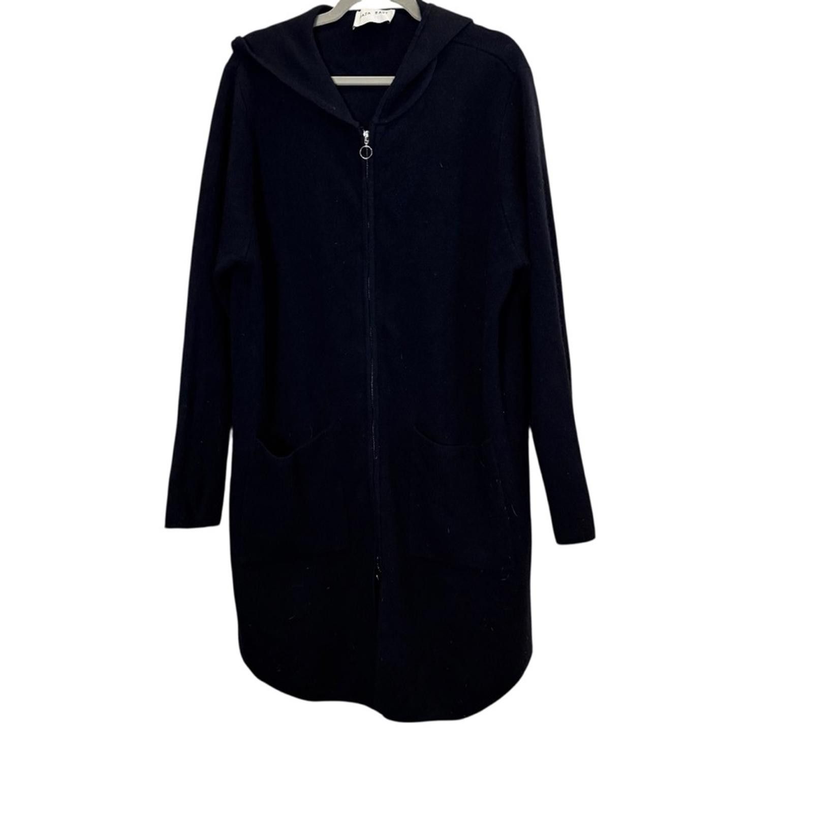 Baja East Baja East Black Cashmere Hooded Zip Front Cardigan Sz 3 Size XL / US 12-14 / IT 48-50 - 1 Thumbnail