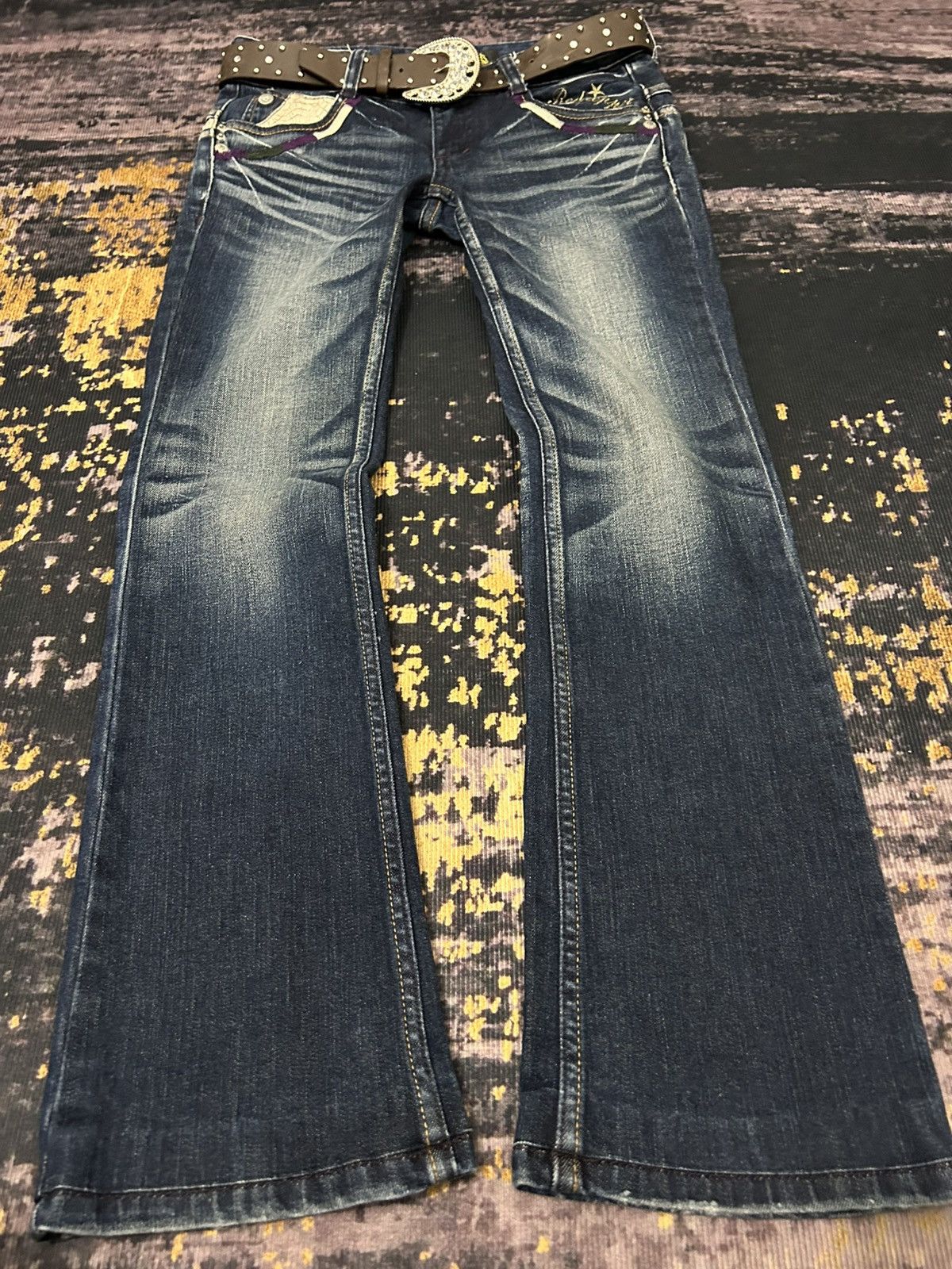 Tornado Mart Redpepper Japan Snake Pocket Washed Flare Jeans Size US 27 - 5 Thumbnail