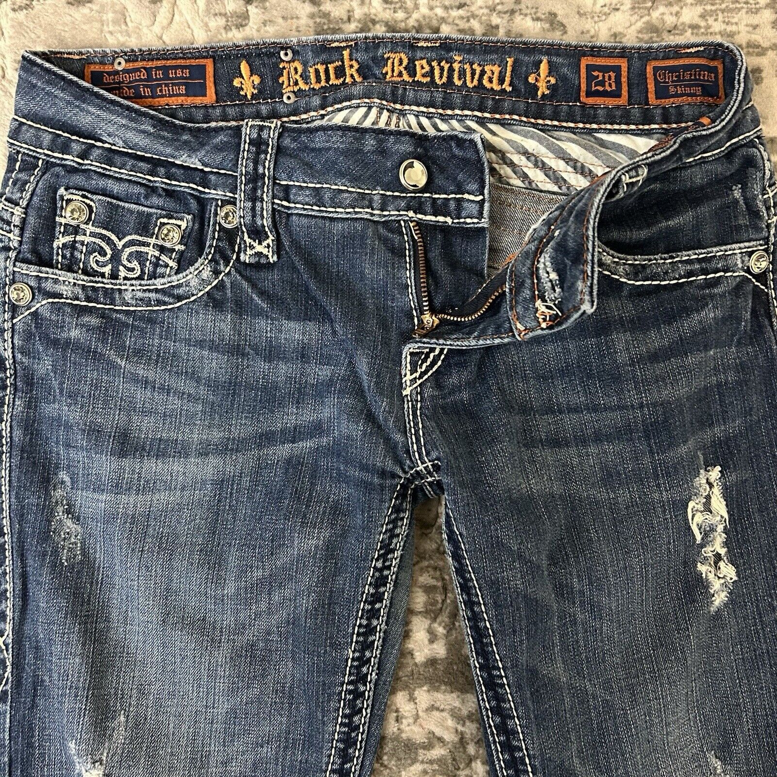 Rock Revival Rock Revival Christina Skinny Jeans Distressed Women’s Sz 28 Size 28" / US 6 / IT 42 - 3 Thumbnail