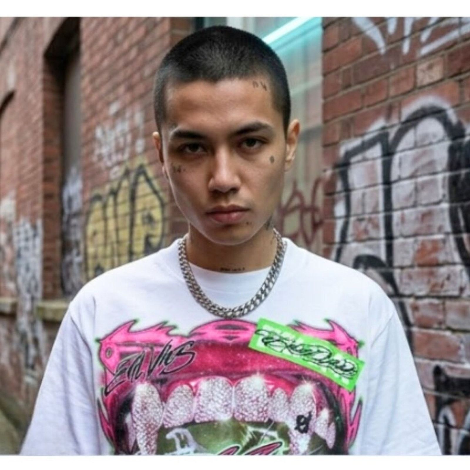 Tribal Streetwear Evil Vice 🏷️ "Grille" Cyber-Tribal Tee | S/L | S Size US S / EU 44-46 / 1 - 1 Thumbnail