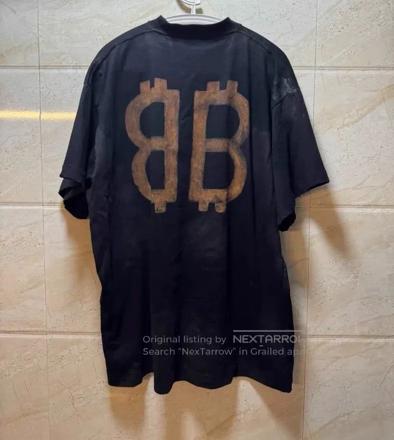 Balenciaga Balenciaga Solid Mud-Dyed Flower Round Neck Loose Short Sl Size US S / EU 44-46 / 1 - 7 Thumbnail