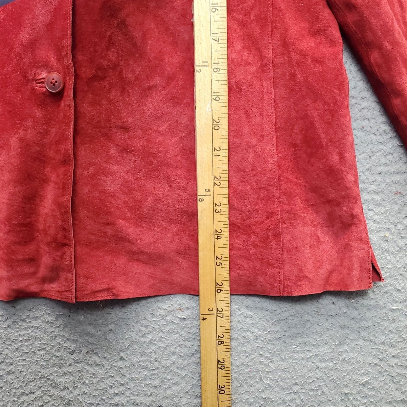 Vintage Valerie Stevens Shacket Womens Size L Red Leather Button Up Slit Sleeve Lined Suede 100% Leather Vintage: No Size L / US 10 / IT 46 - 3 Thumbnail
