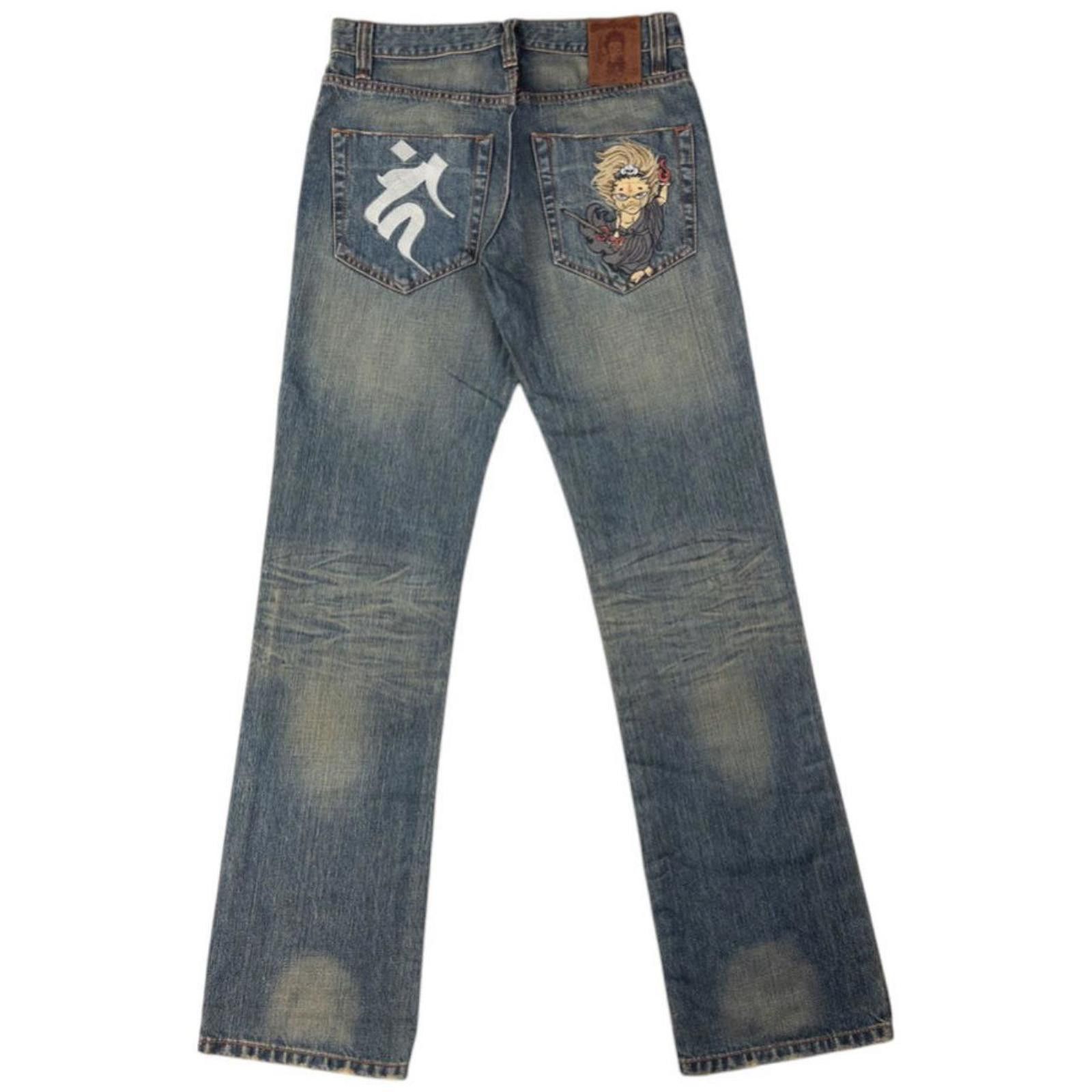 Other Vintage Jizo Bosatsu Embroidered Troll Denim Jeans Size W30 Size US 30 / EU 46 - 2 Thumbnail