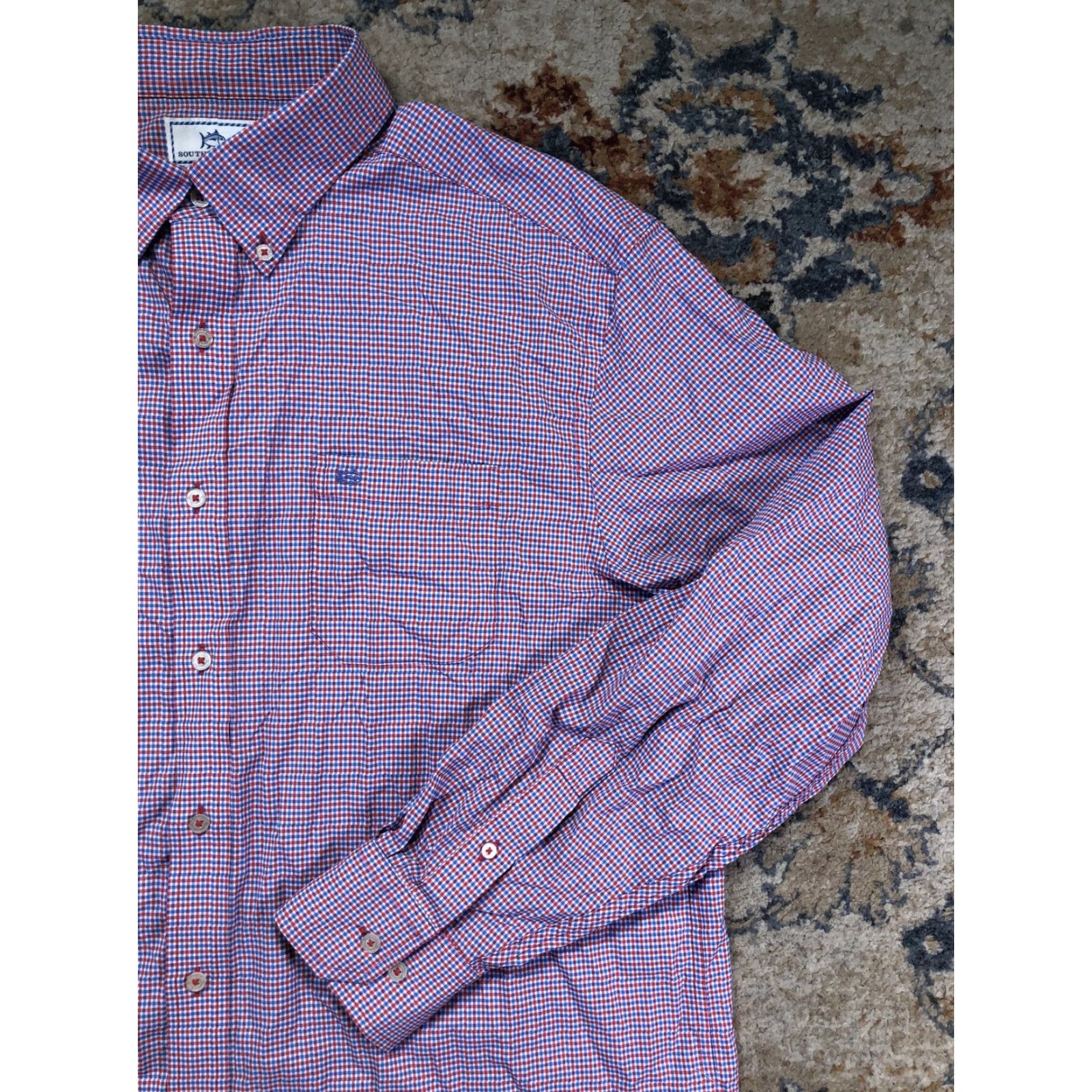 Southern Tide Southern Tide Shirt Mens XL Red Blue Check Intercoastal Long Sleeve Button Down Size US XL / EU 56 / 4 - 4 Thumbnail