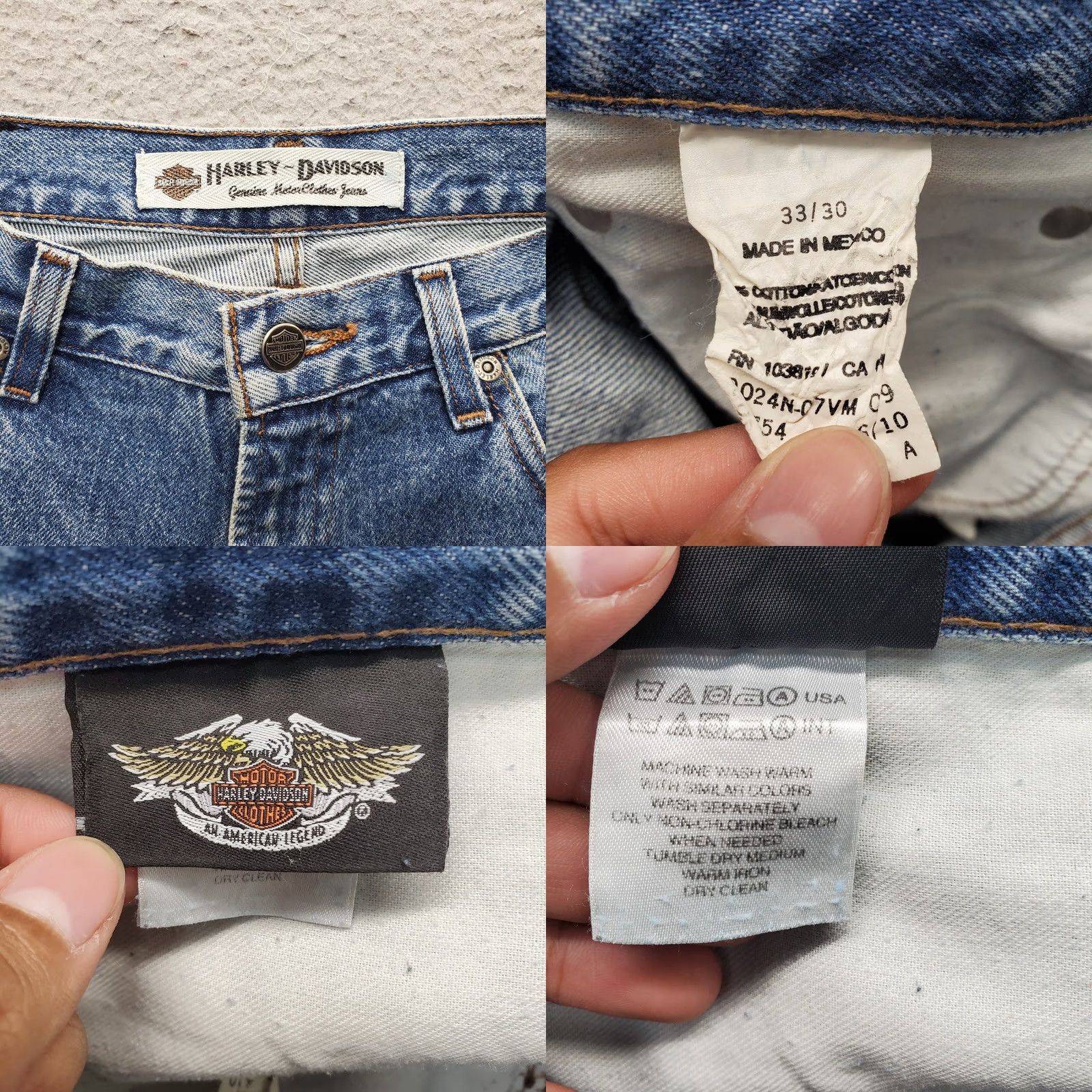 Harley Davidson Harley-Davidson Jeans Mens 33/30 Blue Denim Medium Wash High Rise Straight Denim Jeans Mens Size 33 Blue USA 5-Pocket Regular Fit Shirt Size US 33 - 8 Thumbnail