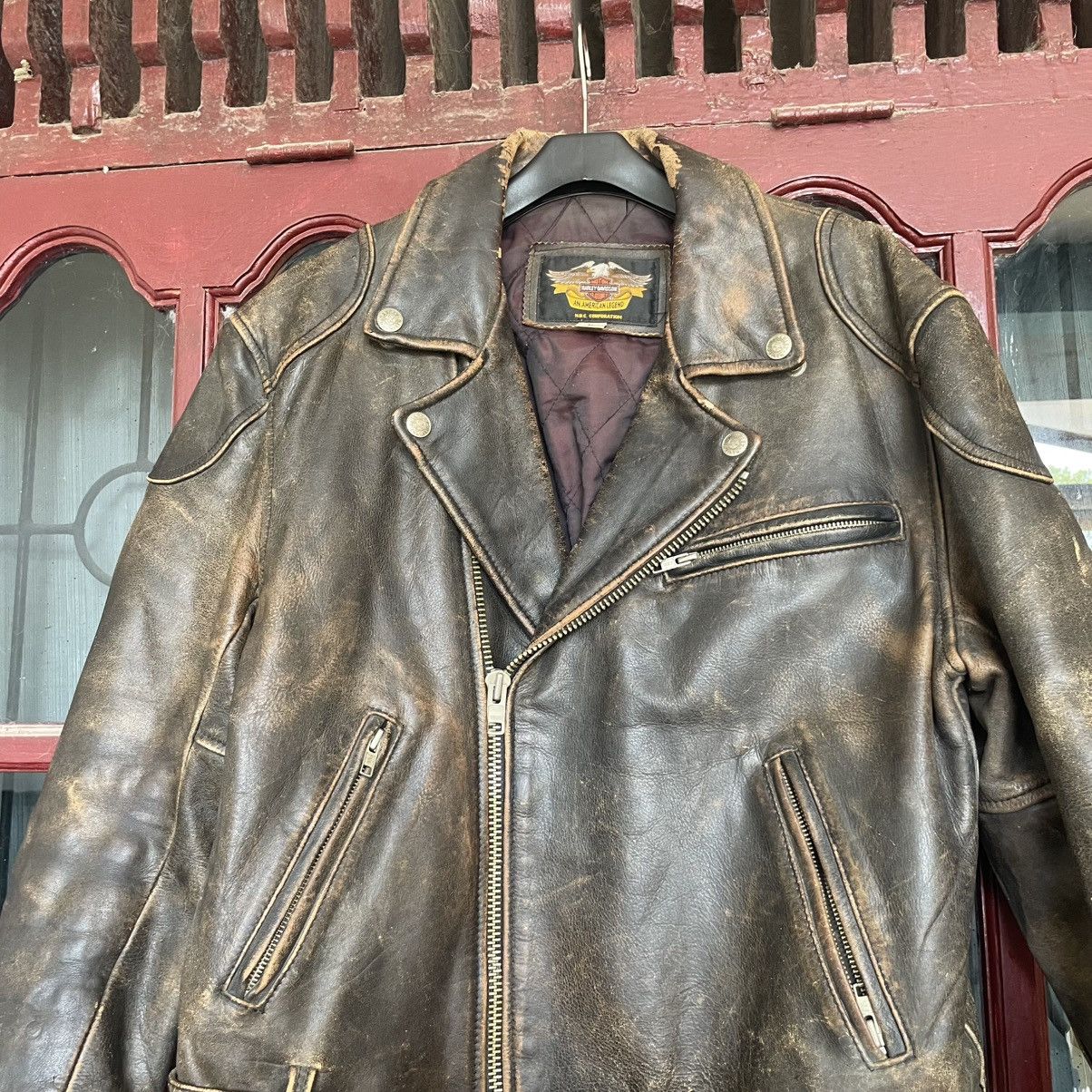 Harley Davidson Harley Davidson 90s - Distressed Leather Jacket Size US M / EU 48-50 / 2 - 3 Thumbnail