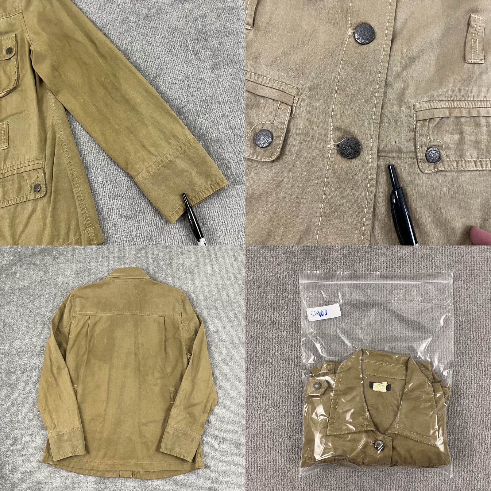 J.Crew J.CREW Shirt Womens Large Brown Silk Cotton Safari Button Up Pockets Epaulets Size M / US 6-8 / IT 42-44 - 8 Thumbnail