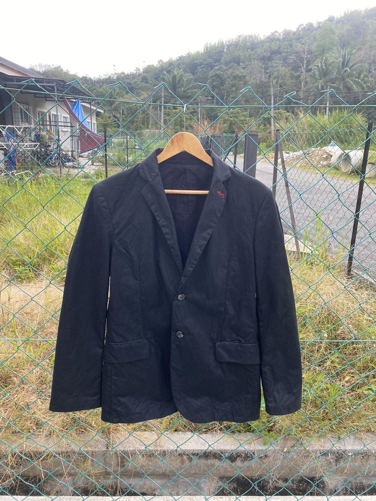 image of Avant Garde Steals Vintage Bali Barret Waxed Cotton Blazer Coat in Black, Men's (Size Medium)