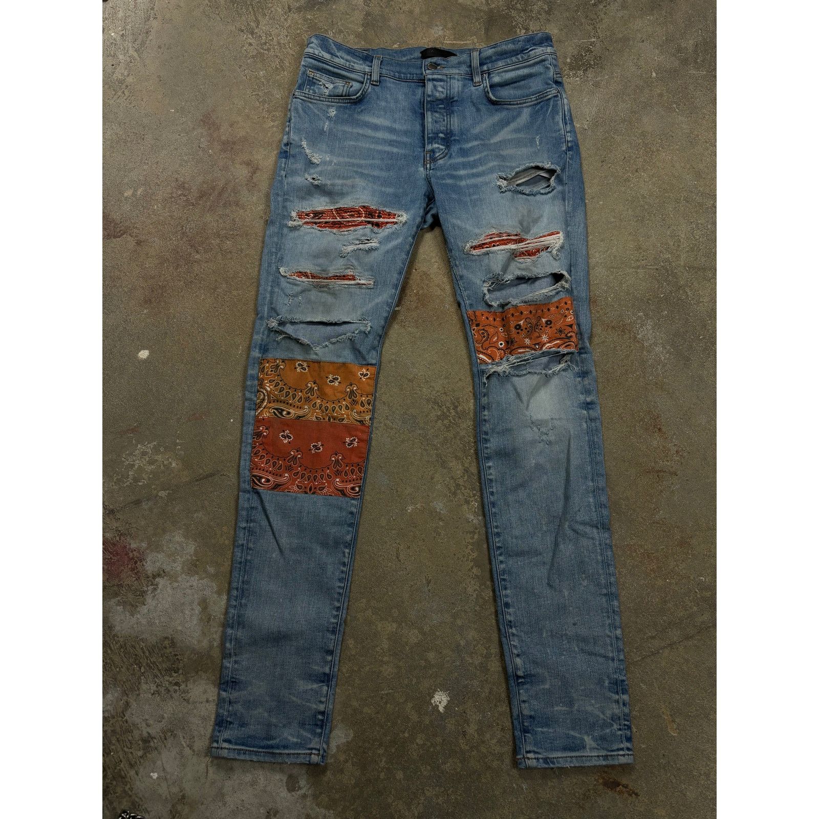 Amiri Amiri Jeans Patchwork Orange Light Wash Used 33 Size US 33 - 1 Thumbnail