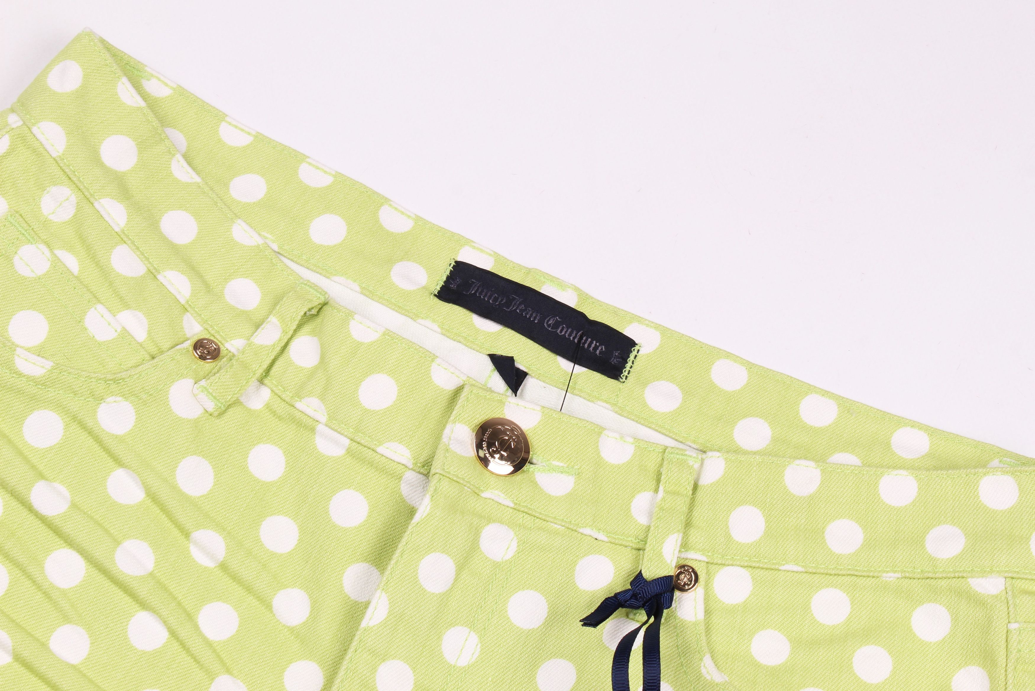Juicy Couture × Vintage Juicy Couture Vintage Y2K Polka Dot Lemongrass Shorts Size 28" / US 6 / IT 42 - 2 Thumbnail