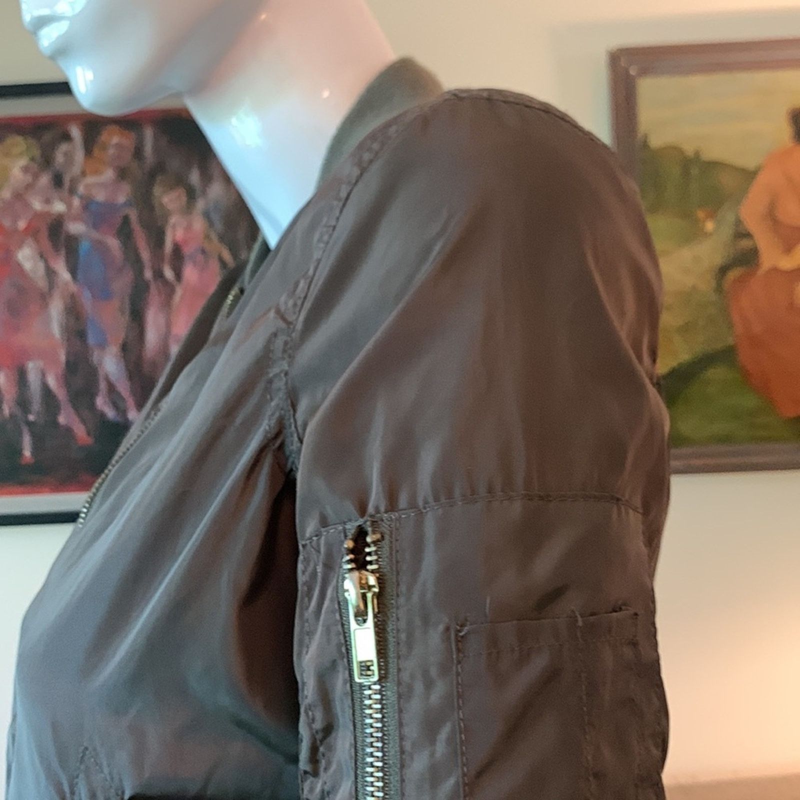 New Look New Look Bomber Jacket Khaki Olive Green, Message appliques Size S / US 4 / IT 40 - 8 Thumbnail