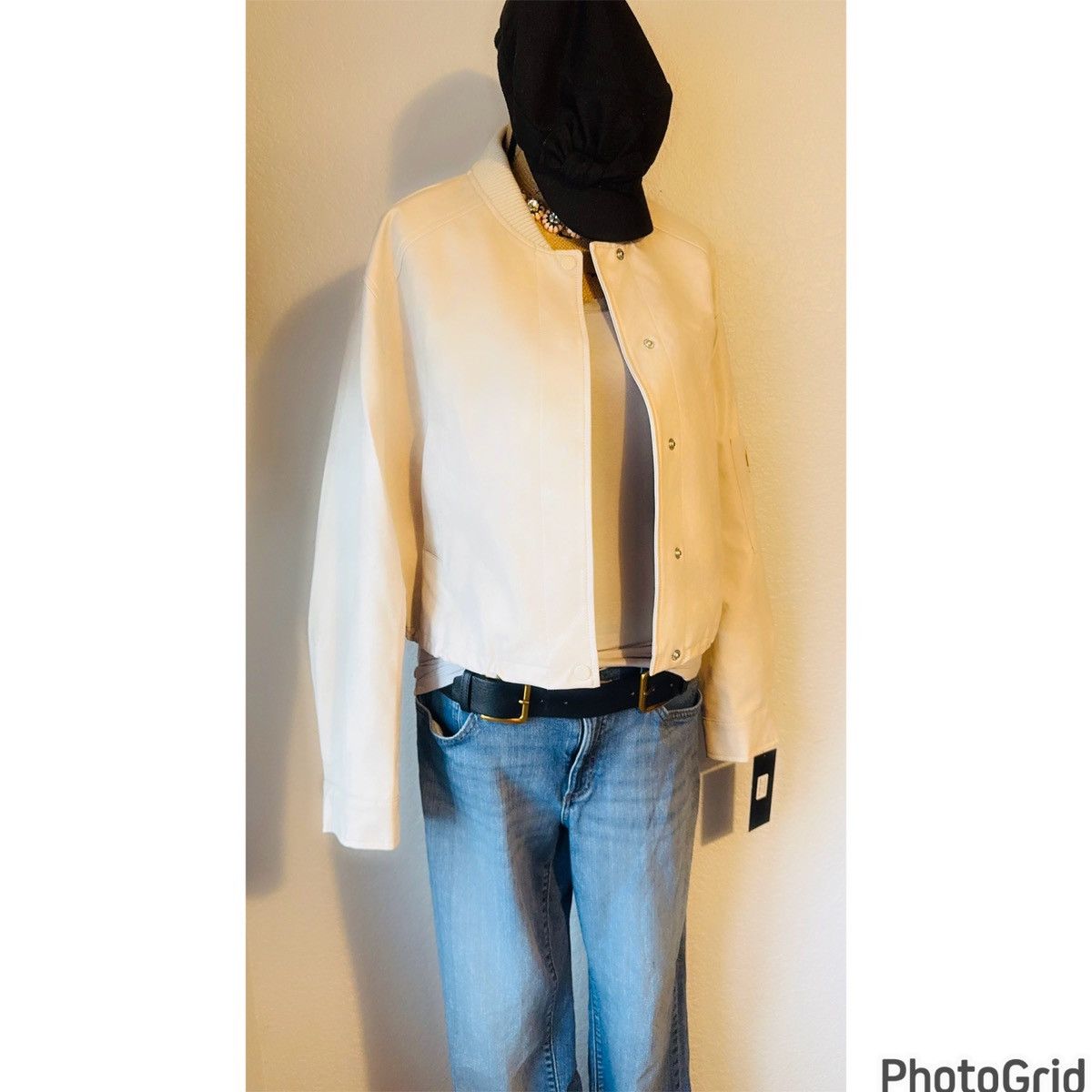 Jones New York Faux Leather Bomber Jacket Size M / US 6-8 / IT 42-44 - 2 Thumbnail