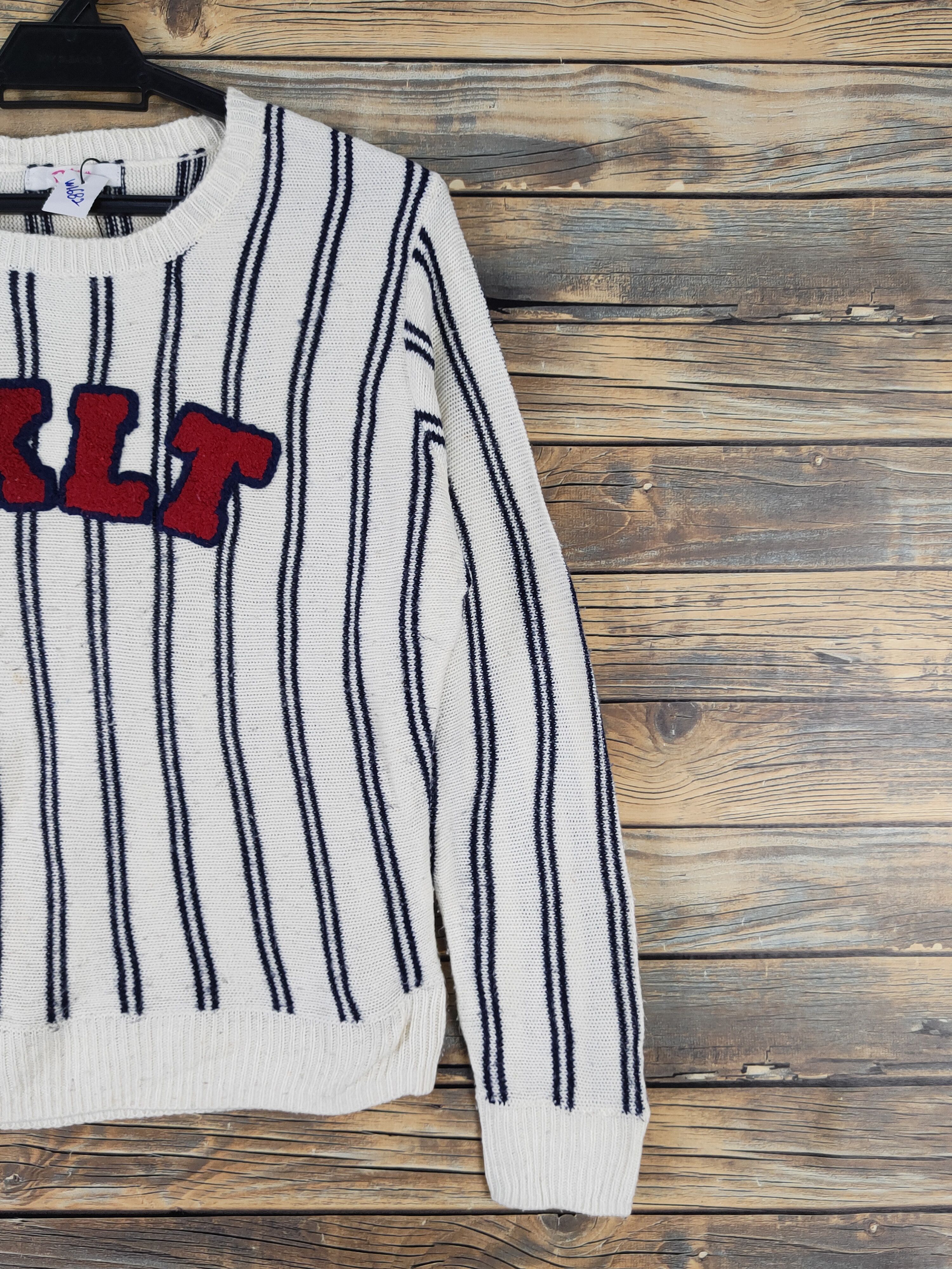 Homespun Knitwear × Japanese Brand × Vintage Pinklatte Cream Navy Stripe Knitwear Sweatshirts #W1682 Size XS / US 0-2 / IT 36-38 - 5 Thumbnail