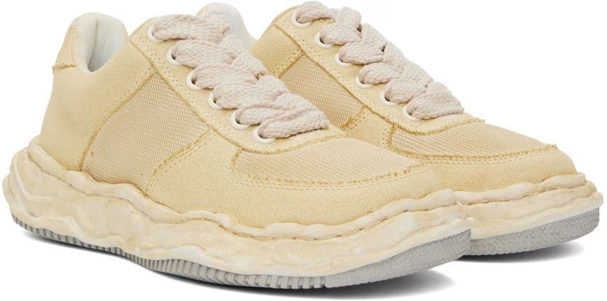 Maison MIHARA YASUHIRO o1mle0924 Canvas & Mesh Low- Top Sneaker in Light Brown Size US 9 / EU 42 - 5 Thumbnail