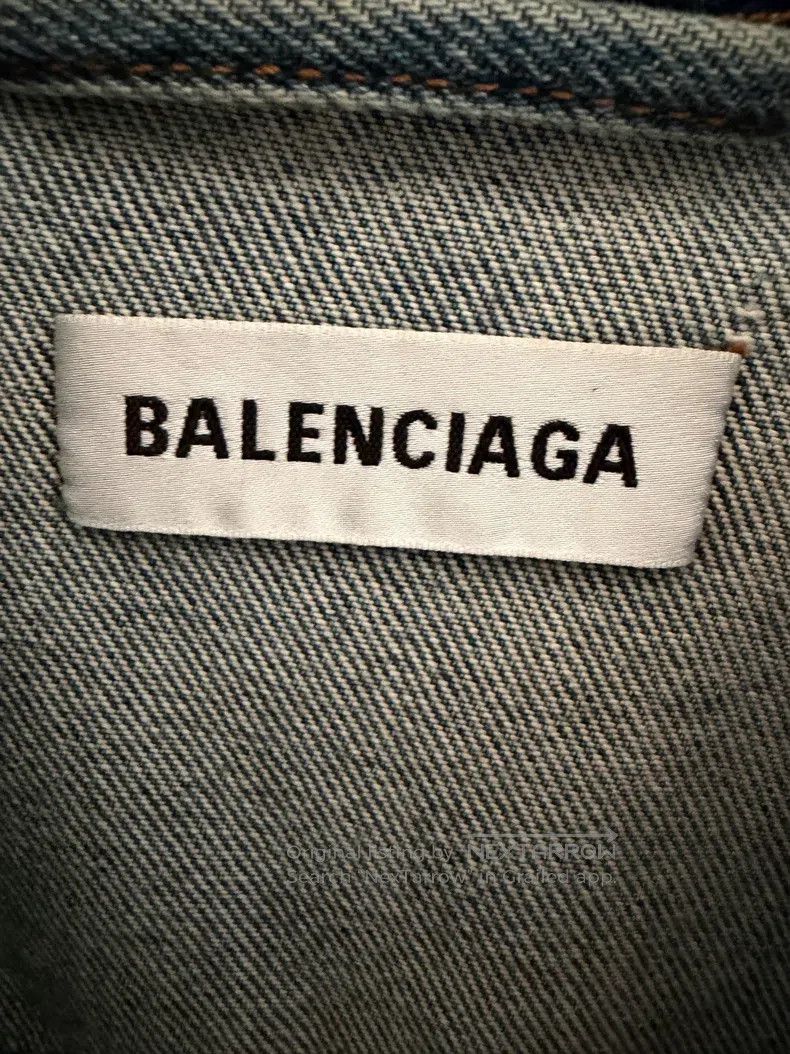 Balenciaga Balenciaga Collar Embroidered Logo Denim Jacket Size XXS / US 00 / IT 34 - 3 Thumbnail