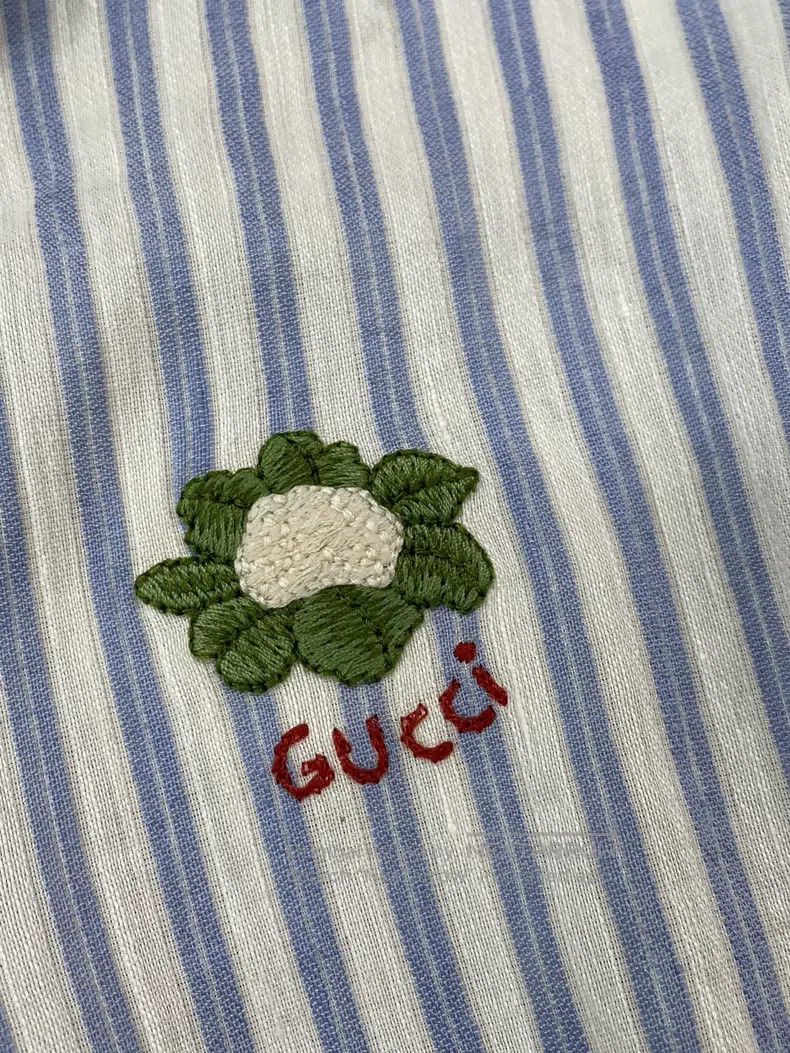 Gucci Gucci Blue and white striped letter embroidery shirt Size US S / EU 44-46 / 1 - 2 Thumbnail