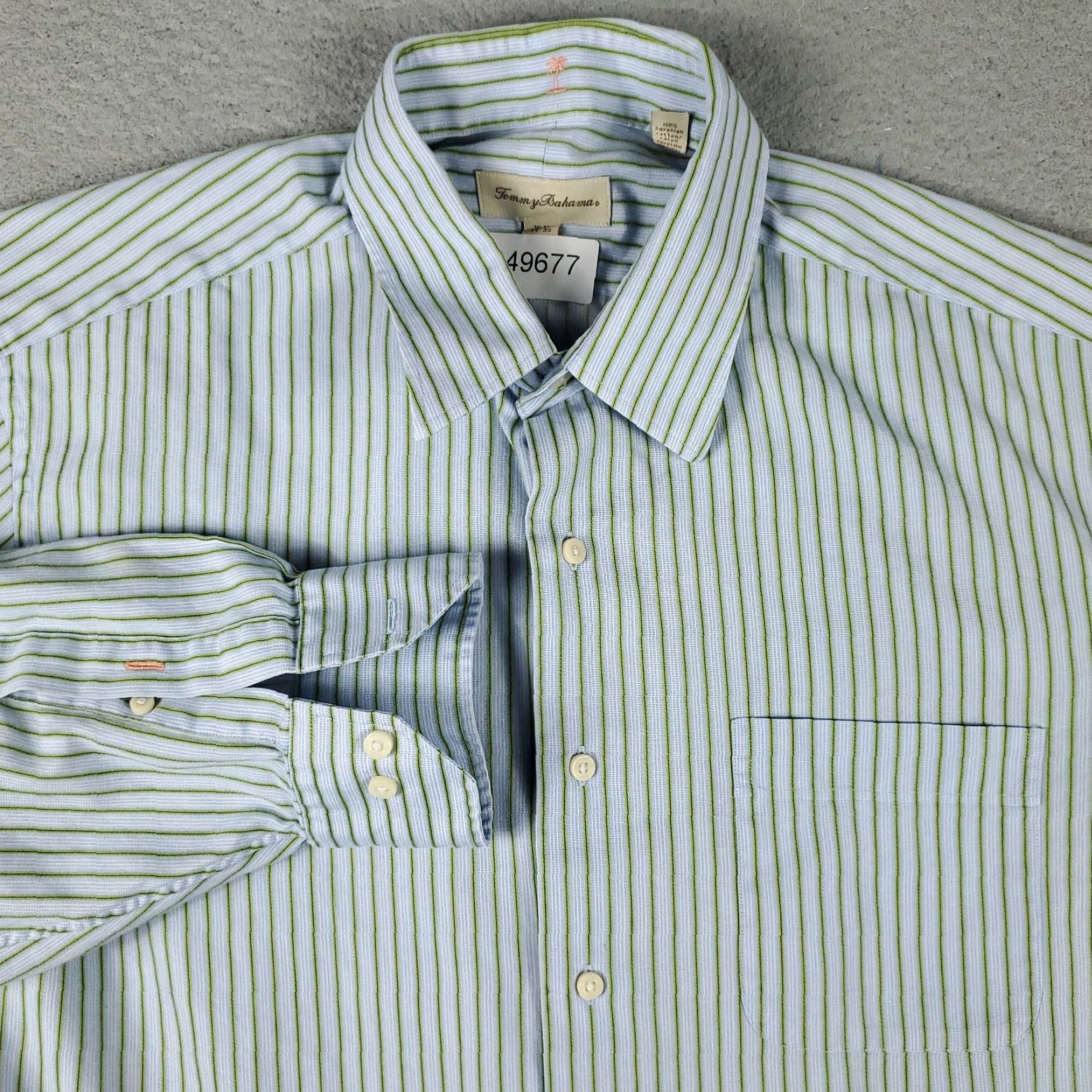 Tommy Hilfiger Tommy Hilfiger Dress Shirt Mens 16.5 Blue Striped Long Sleeve Button-Down Regular Fit Size 42R - 2 Thumbnail