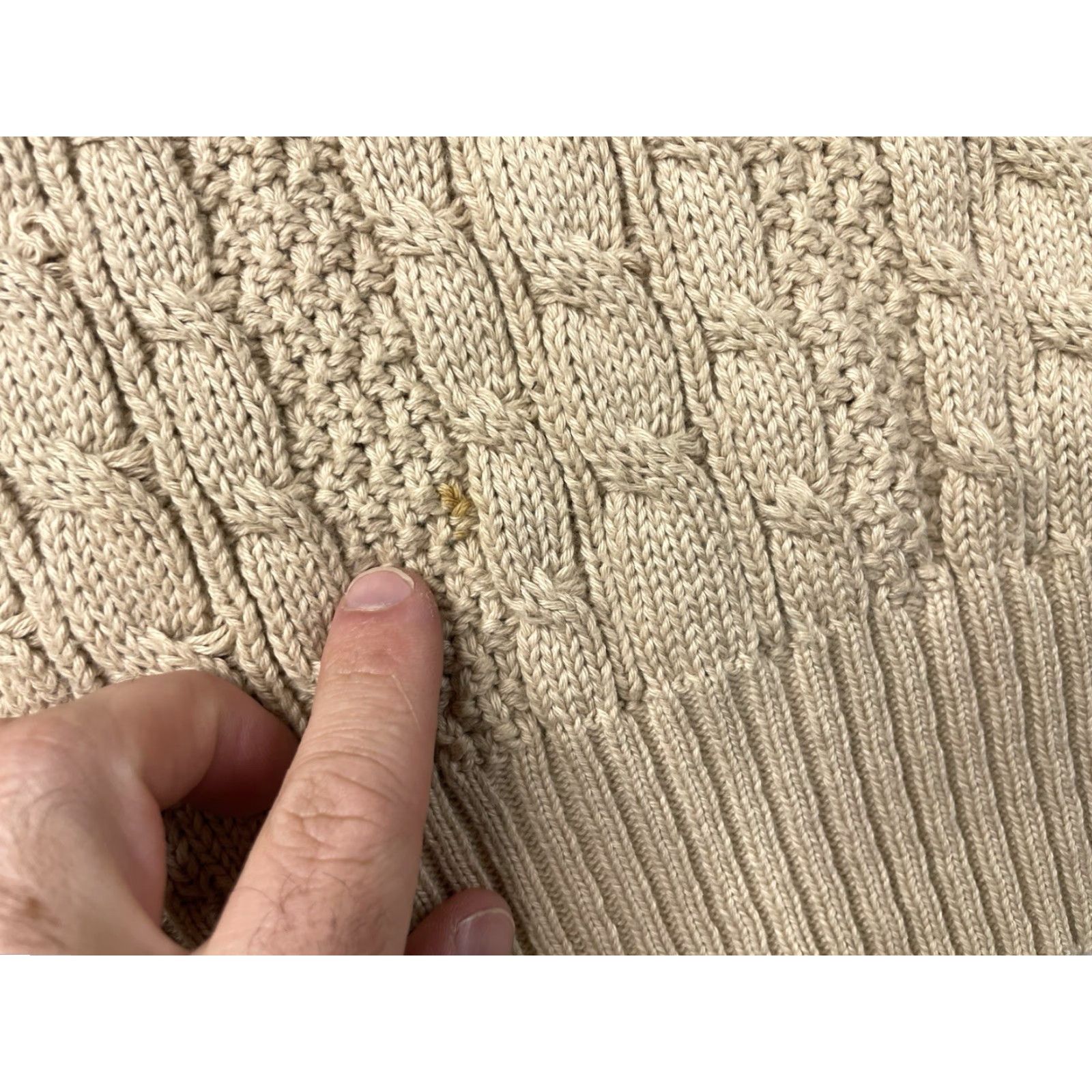 Vintage Riley’s Sweater Men Crew Neck Knit Heavyweight Cable-Knit Beige Cotton M Casual, Winter, Fall, Classic, Logo, Relaxed Fit Size US M / EU 48-50 / 2 - 2 Thumbnail