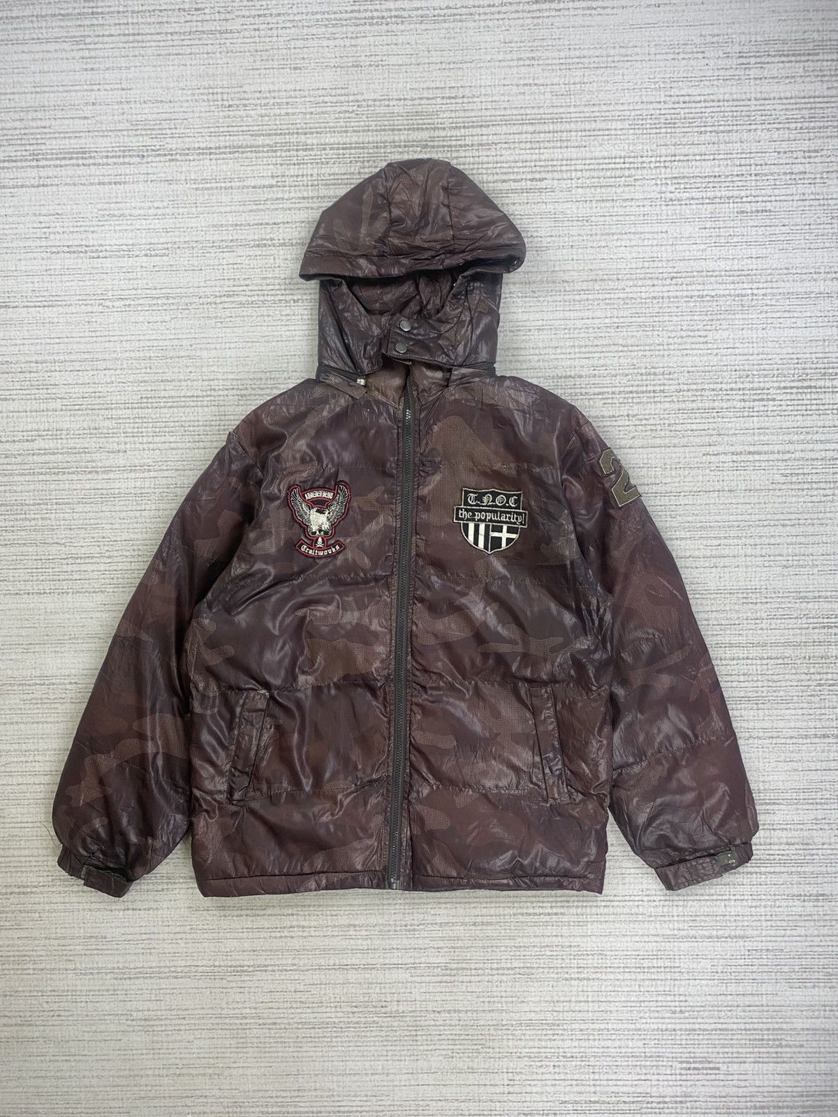 Japanese Brand × Vintage Vtg Natural Basic Cycle Puffer Down Fullzip Hoodie Jacket Size US M / EU 48-50 / 2 - 1 Thumbnail