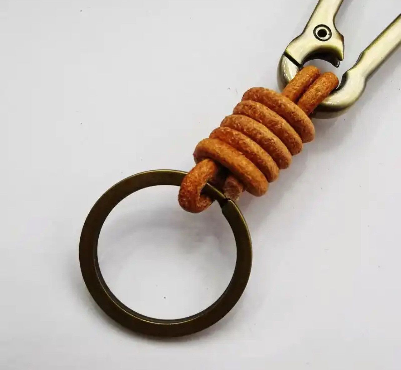Vintage Leather Metal Spring Buckle Vintage Cowhide Keychains Size ONE SIZE - 2 Thumbnail