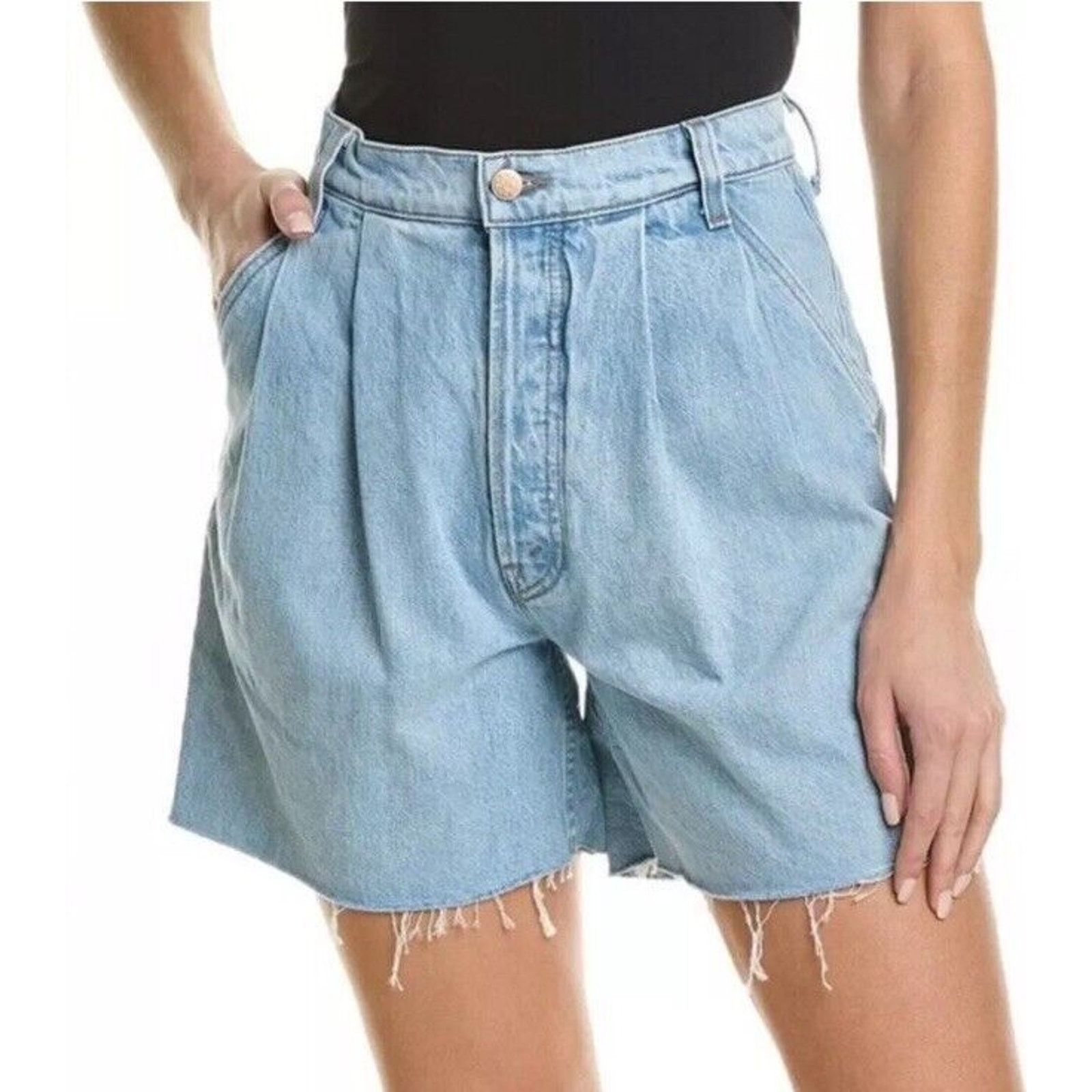 MOTHER Mother SNACKS Fun Dip Double Pleated Short Fray Shorts Sz 27 Size 27" / US 4 / IT 40 - 2 Thumbnail