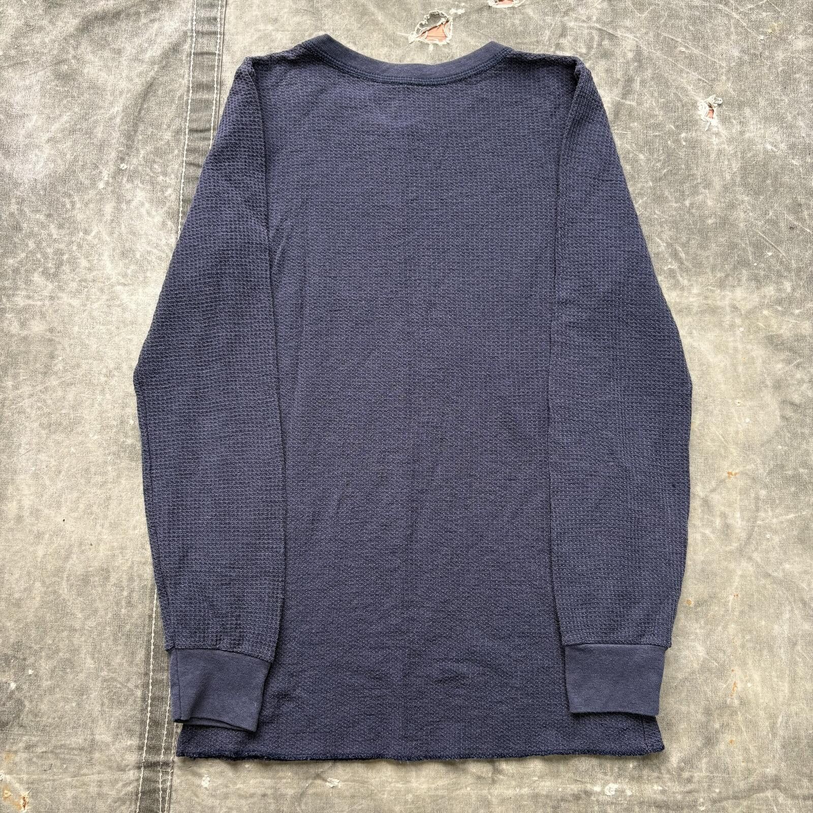 Fruit Of The Loom Vintage Y2K Navy Grunge Skater Thermal Waffle Knit Shirt Size US M / EU 48-50 / 2 - 4 Thumbnail