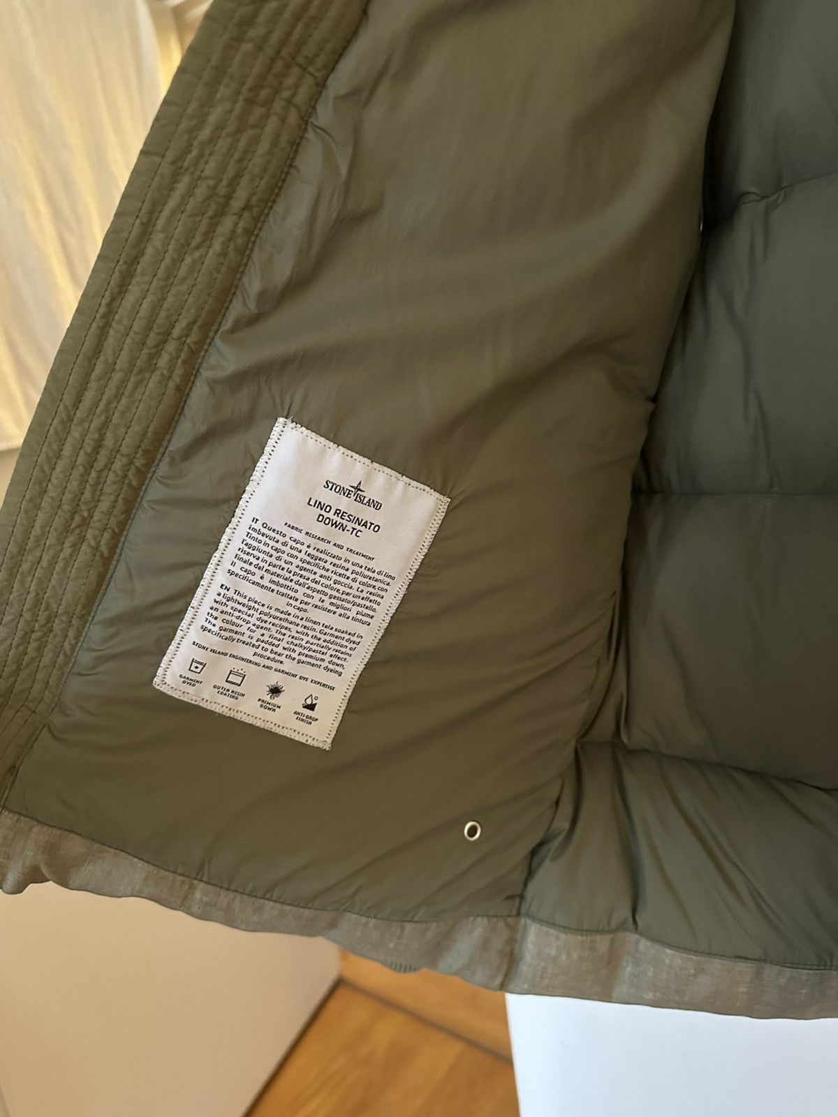 Stone Island Stone Island Lino Resinato Down-TC Jacket — Olive Size US M / EU 48-50 / 2 - 4 Thumbnail